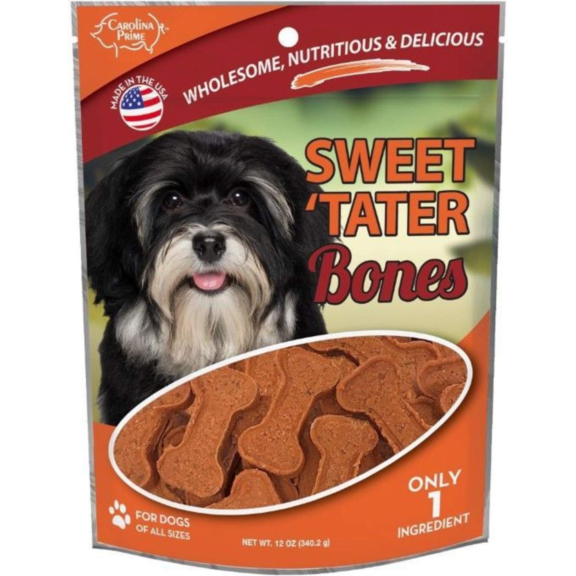 Carolina Prime Pet 45281 Sweet Potato Dog Treats - Natural Chew Bones for Small & Large Dogs (1 Pouch) - Perfect for Training Rewards & Dental Health