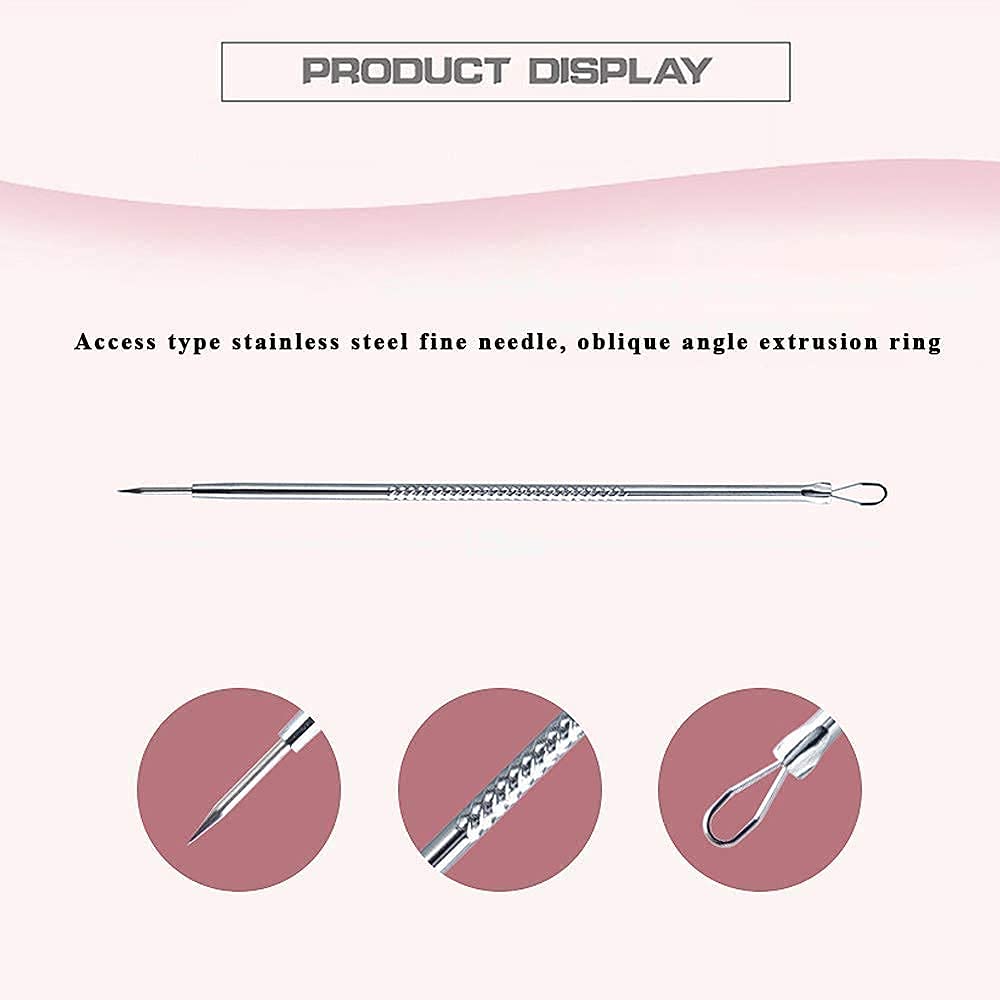 SKINPLUS 4-Piece Blackhead Remover Kit - Stainless Steel Pimple Extractor Tool for Acne & Blemish Removal - Facial Skin Care Set for Men & Women - Perfect for Home Spa & Daily Skincare Routine
