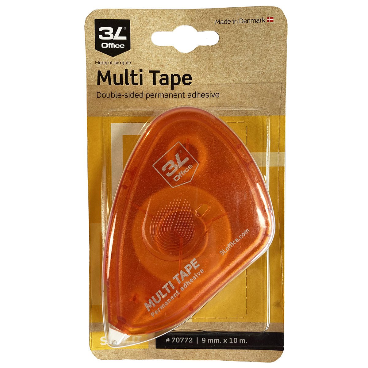 3L Multi Tape Permanent 9mm x 10m - Strong Adhesive Double Sided Tape for Home, Office & DIY Projects - Perfect for Mounting, Crafts & Repairs