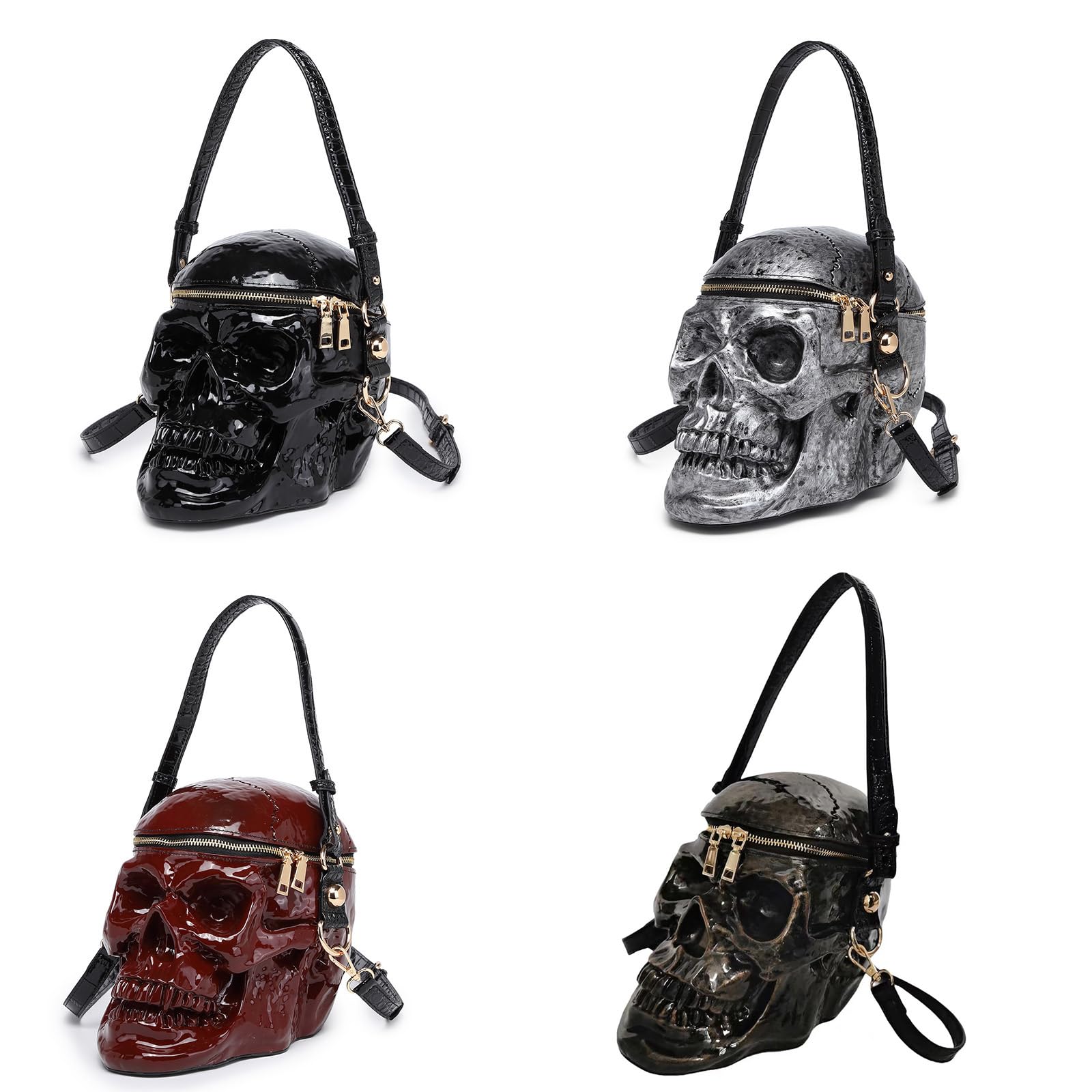 Gothic Skull Crossbody Bag for Men & Women - Unique PVC Horror Handbag for Halloween, Parties & Gothic Fashion | Perfect for Cosplay, Concerts & Alternative Outfits