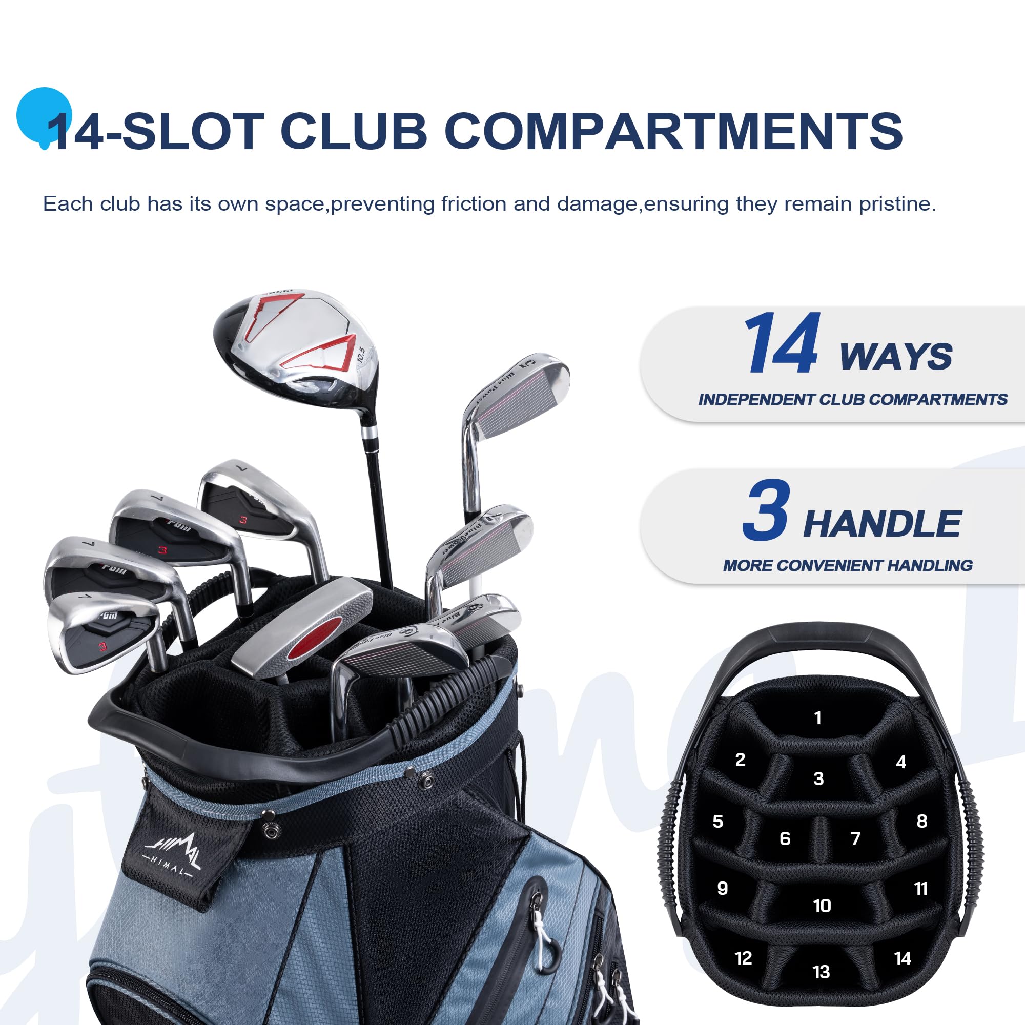 14-Way Golf Cart Bag with Organizer Divider & Rain Cover - Premium Golf Stand Bag for Men & Women - Perfect for Golf Course & Driving Range Use