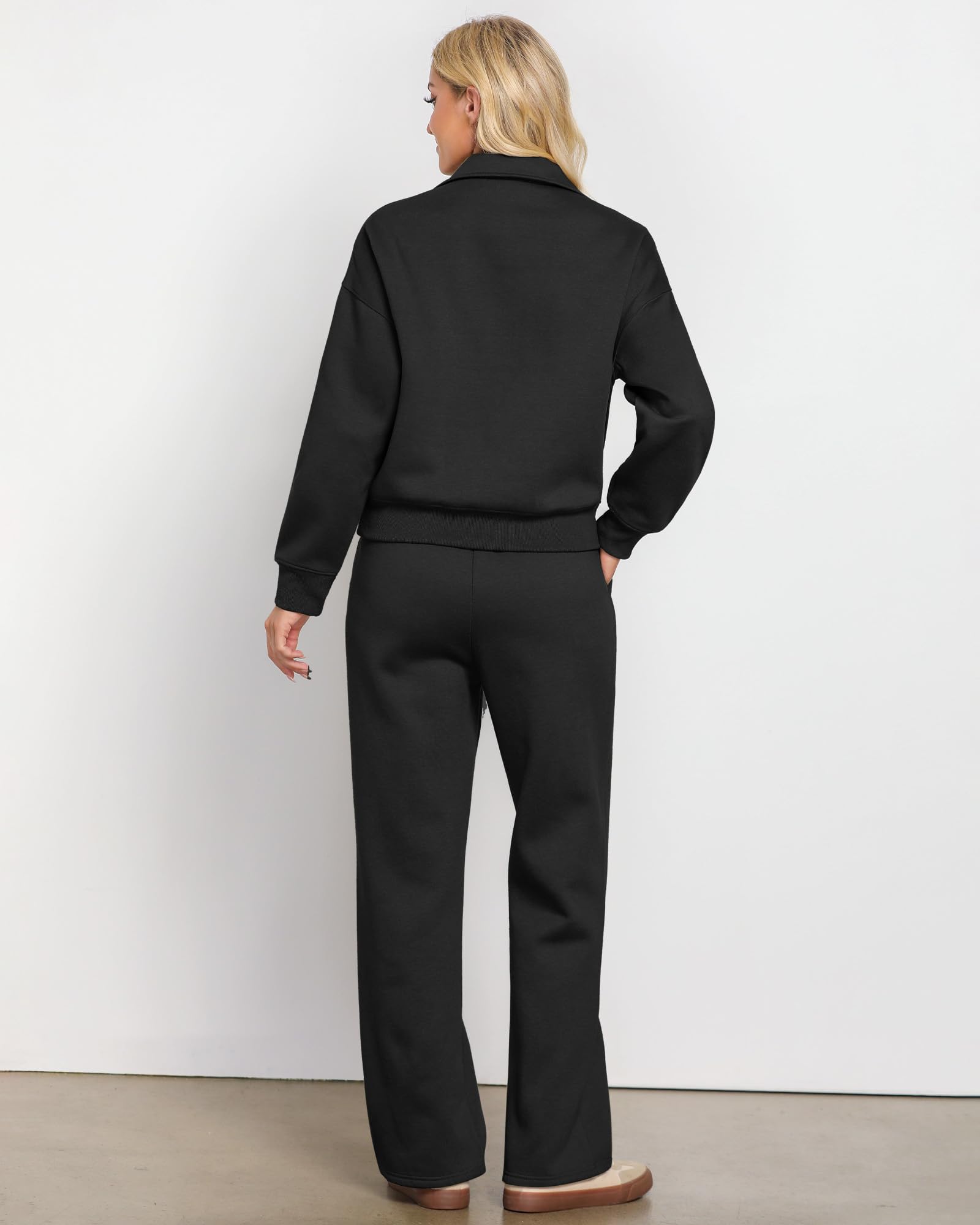 GRAPENT Women's Fleece Sweatsuit Set - 2 Piece Half Zip Sweatshirt & Wide Leg Sweatpants Lounge Outfit | Cozy Tracksuit for Home, Yoga, Running & Casual Wear