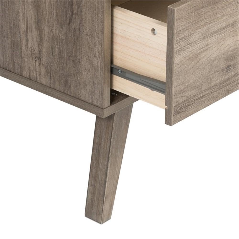 Allora Mid Century Modern 2 Drawer Wooden Nightstand - Drifted Gray Finish Bedside Table for Bedroom, Living Room & Office Storage | Compact Night Stand with Drawers for Home Decor