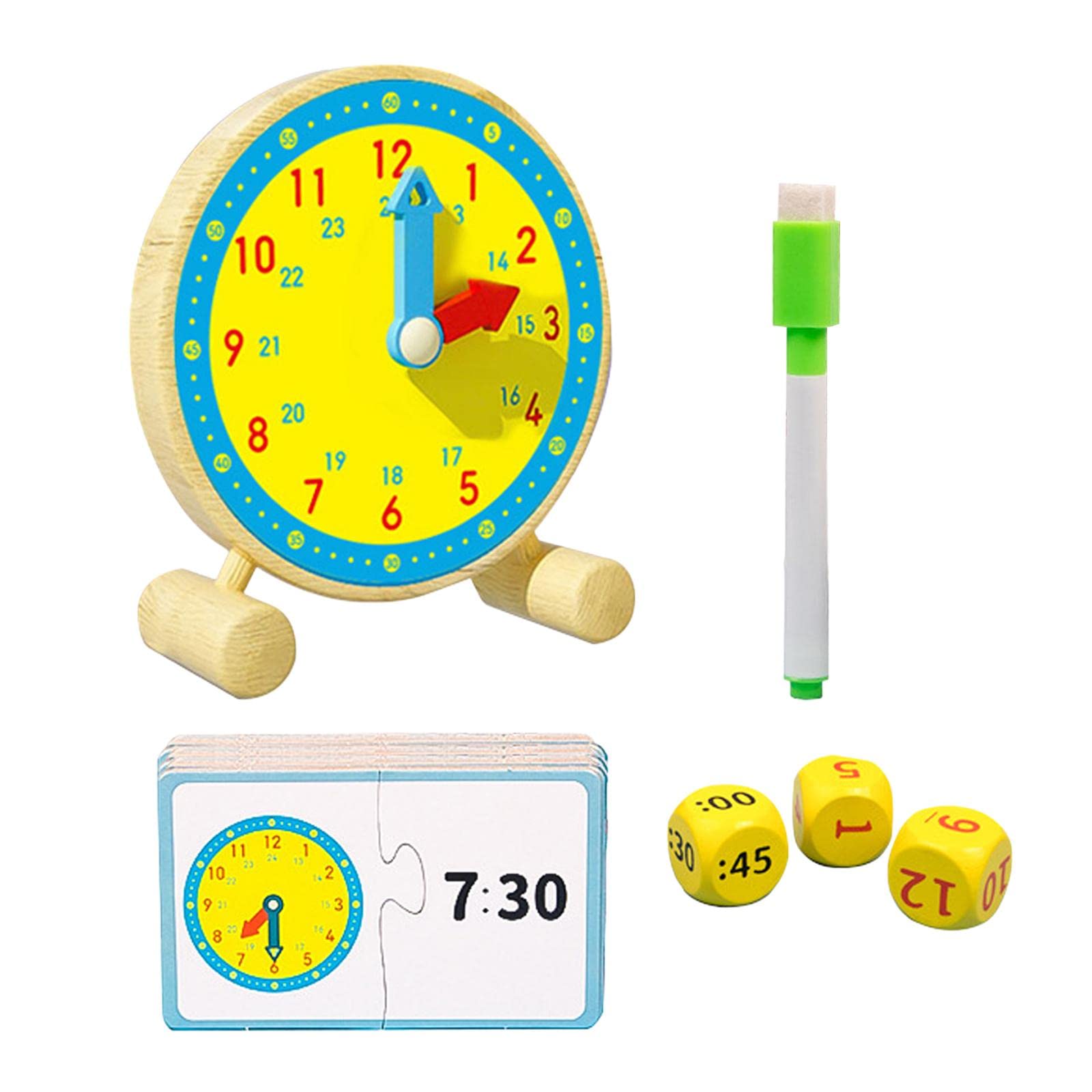 Wooden Educational Clock Toy - Learning Time Puzzle for Toddlers & Kids - Perfect for Preschool Classroom, Homeschooling, and Early Childhood Development