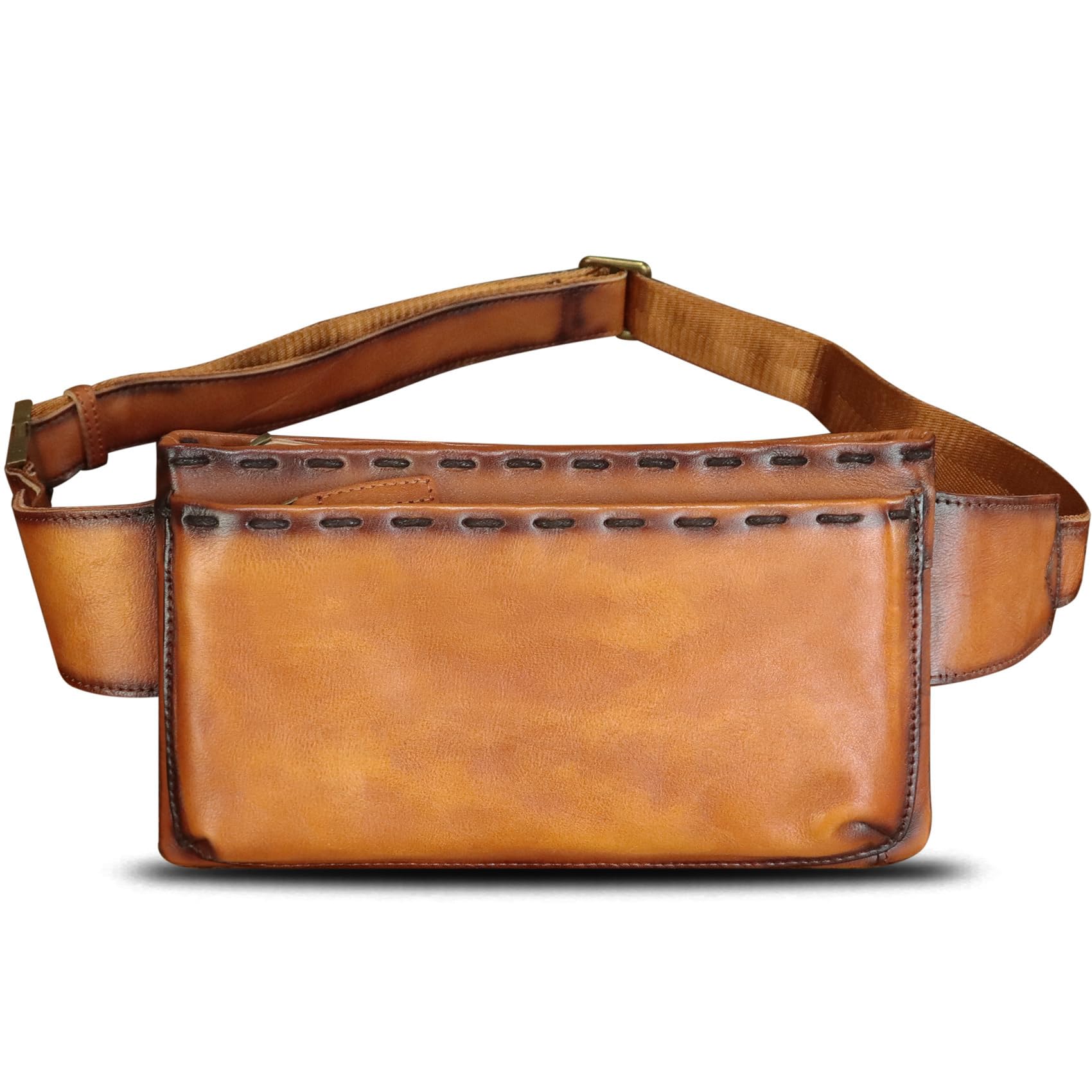 LRTO Genuine Leather Waist Bag for Women & Men - Real Leather Fanny Pack, Hip Bag, Crossbody Sling Bag, Chest Purse (Brown) - Perfect for Travel, Hiking, Running & Everyday Use - LRTO-15006