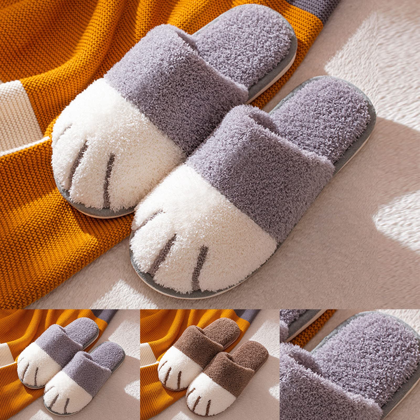 ZTGD Memory Foam Slippers for Women & Men - Soft Cozy Indoor/Outdoor House Shoes with Cute Animal Design - Light Grey Size 41 - Perfect for Home, Bedroom, Lounge & Backyard Relaxation