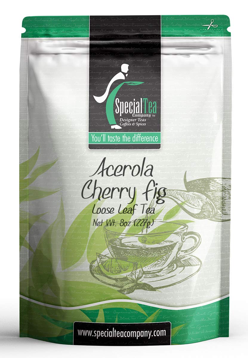 Organic Acerola Cherry & Fig Black Tea Blend - Antioxidant Superfruit Loose Leaf Tea, 8oz - Perfect for Morning Boost & Afternoon Relaxation