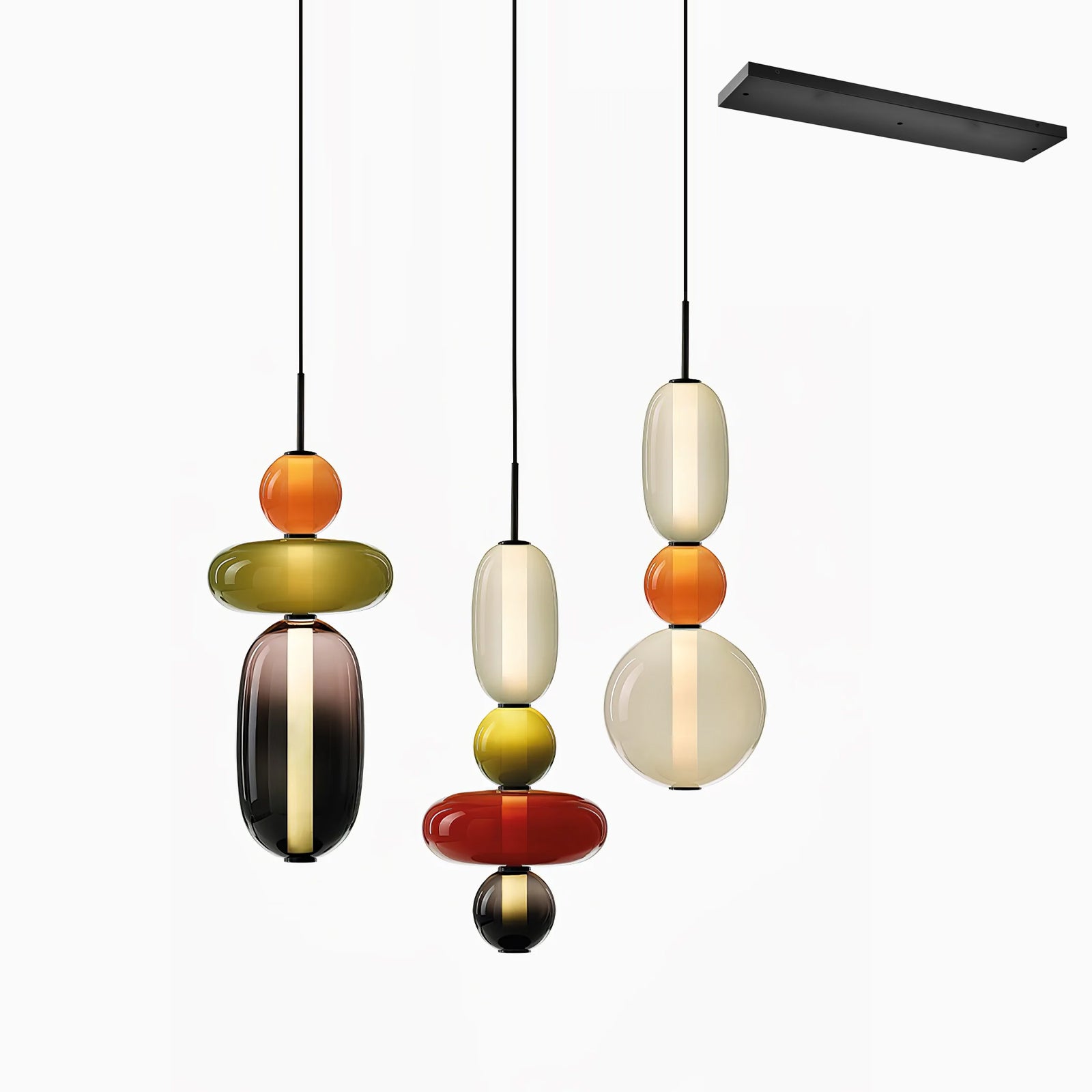 Stylish Candied Glass Pendant Light Set - Modern Hanging Fixture for Dining Room, Kitchen Island & Bedroom Decor