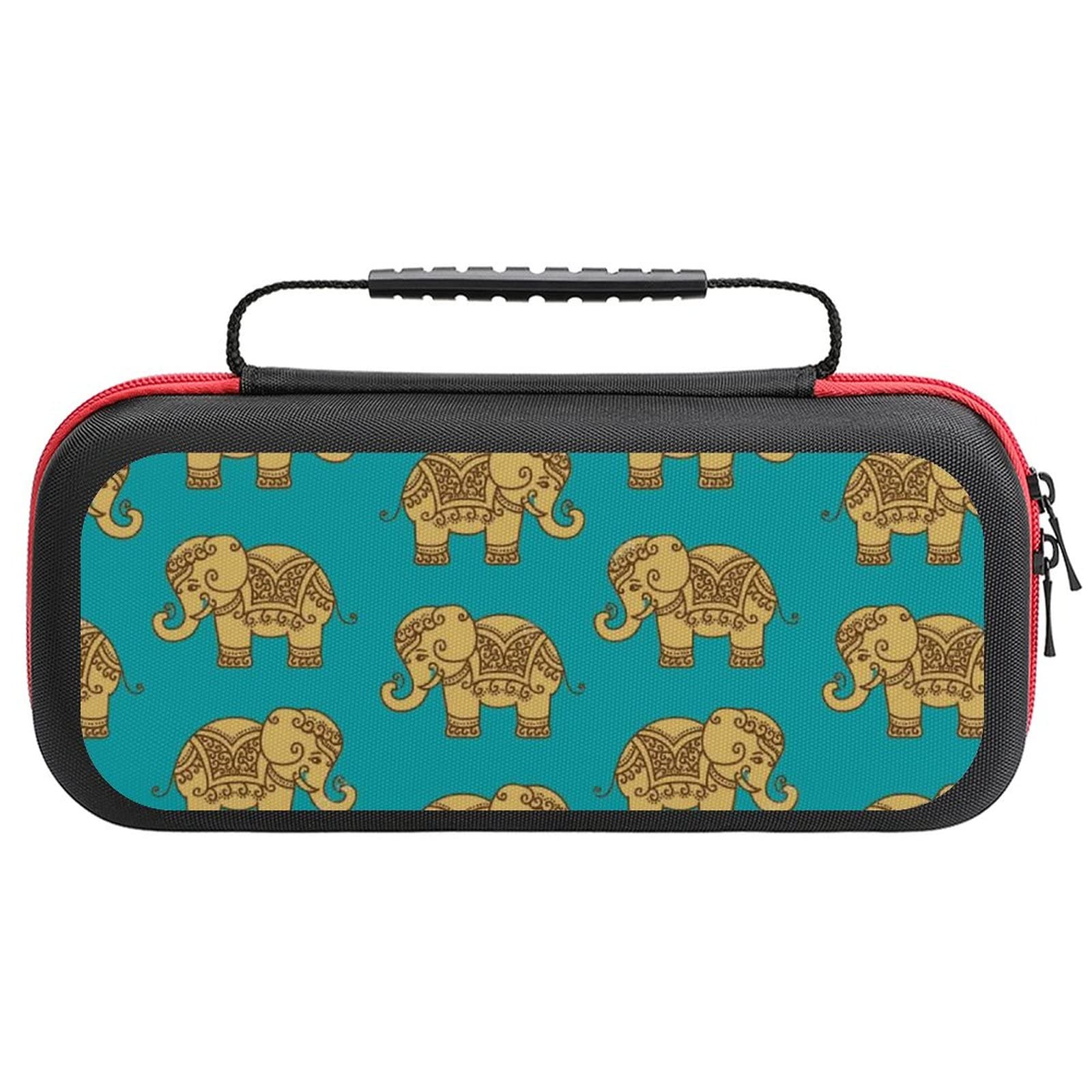 FunnyStar Indian Elephant Pattern Carrying Case for Nintendo Switch - Protective Shell Storage Handbag - Perfect for Travel, Commuting & Gaming On-The-Go
