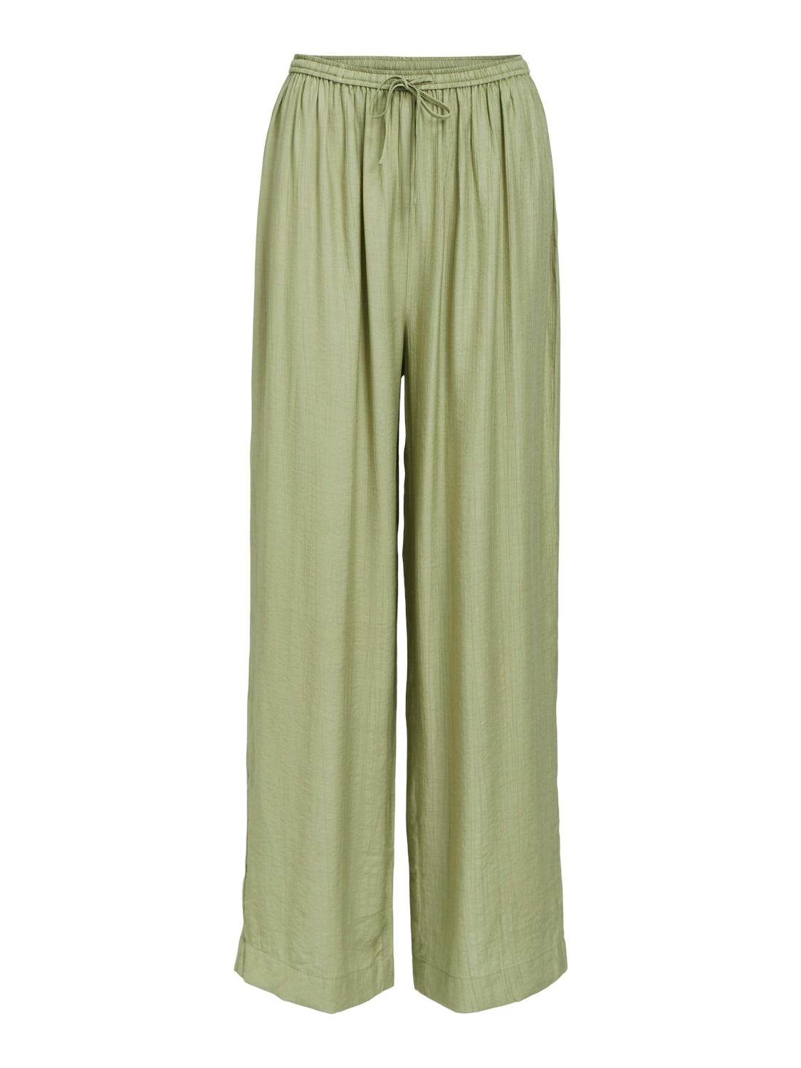 Catja Wide Leg Pants for Women - High Waisted Linen Trousers in Tea Green | Comfortable Summer Casual Pants for Office, Travel & Daily Wear