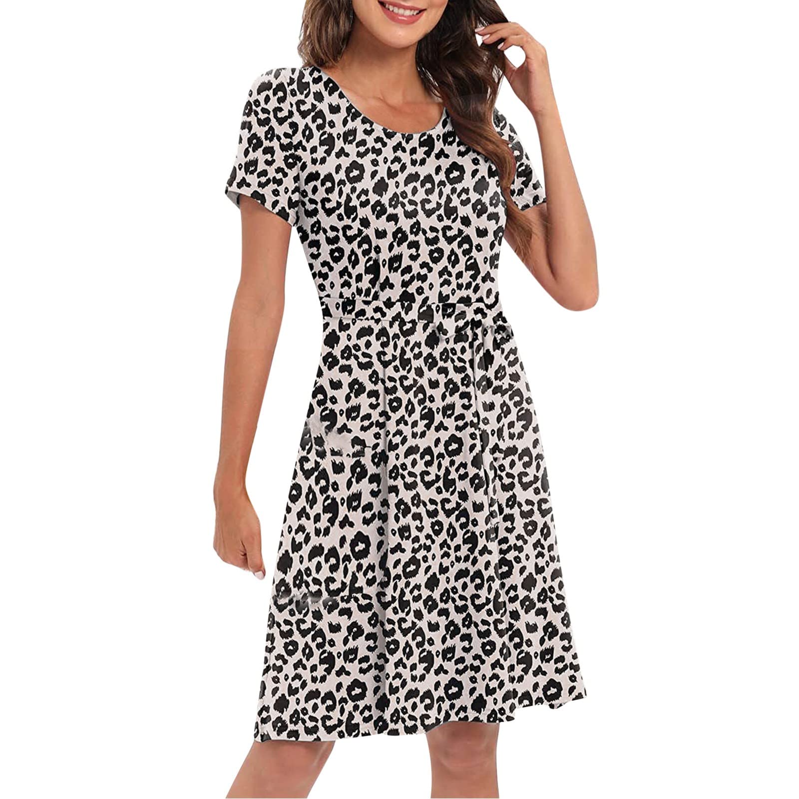 Women's Summer Dresses - Short Sleeve Floral Print Boho Mini Swing Dress with O-Neck for Beach Vacation, Party & Casual Wear | Lightweight & Comfortable