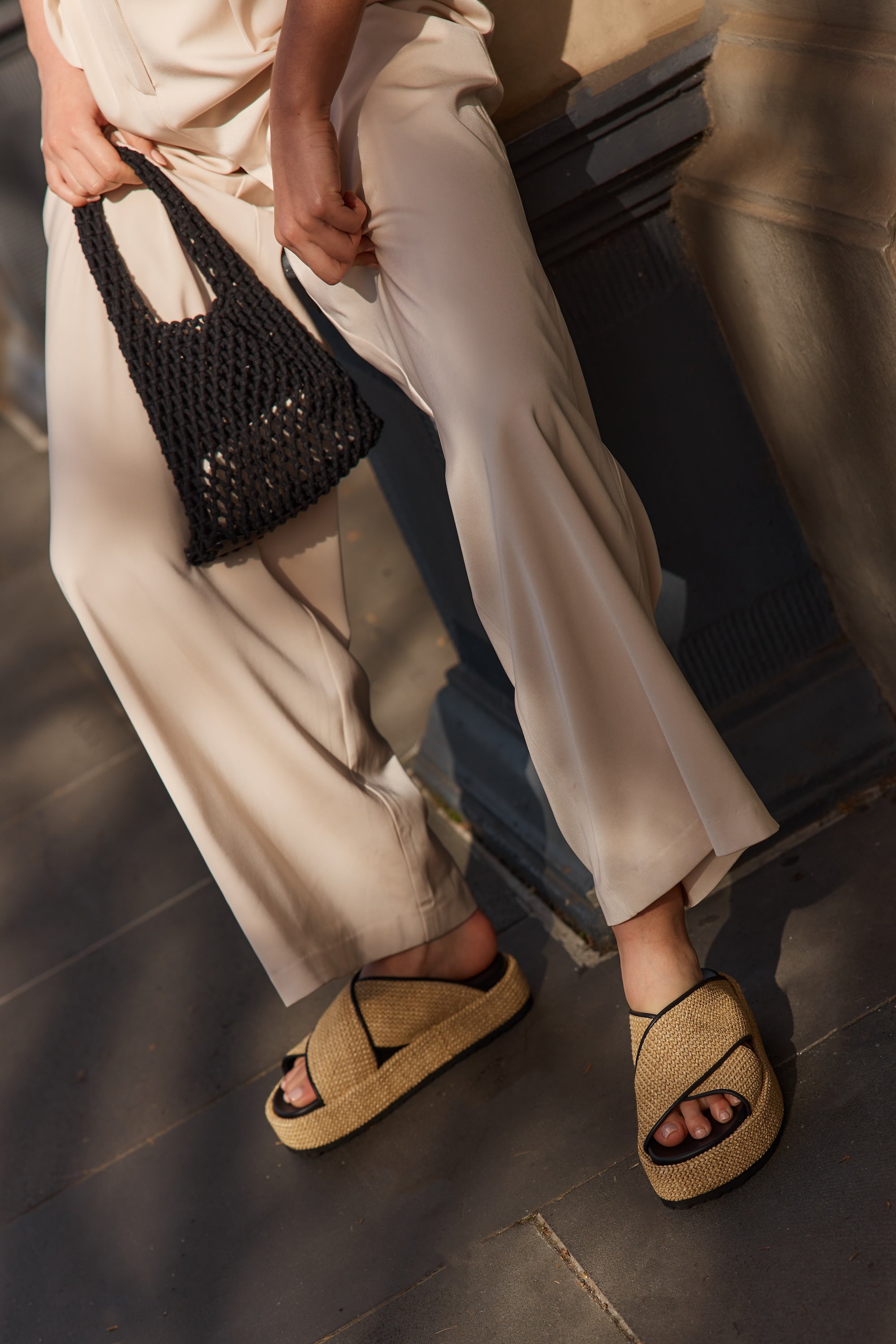April Women's Flatform Sandals - Natural Weave & Black | Comfortable Summer Platform Sandals for Beach, Vacation and Casual Outfits