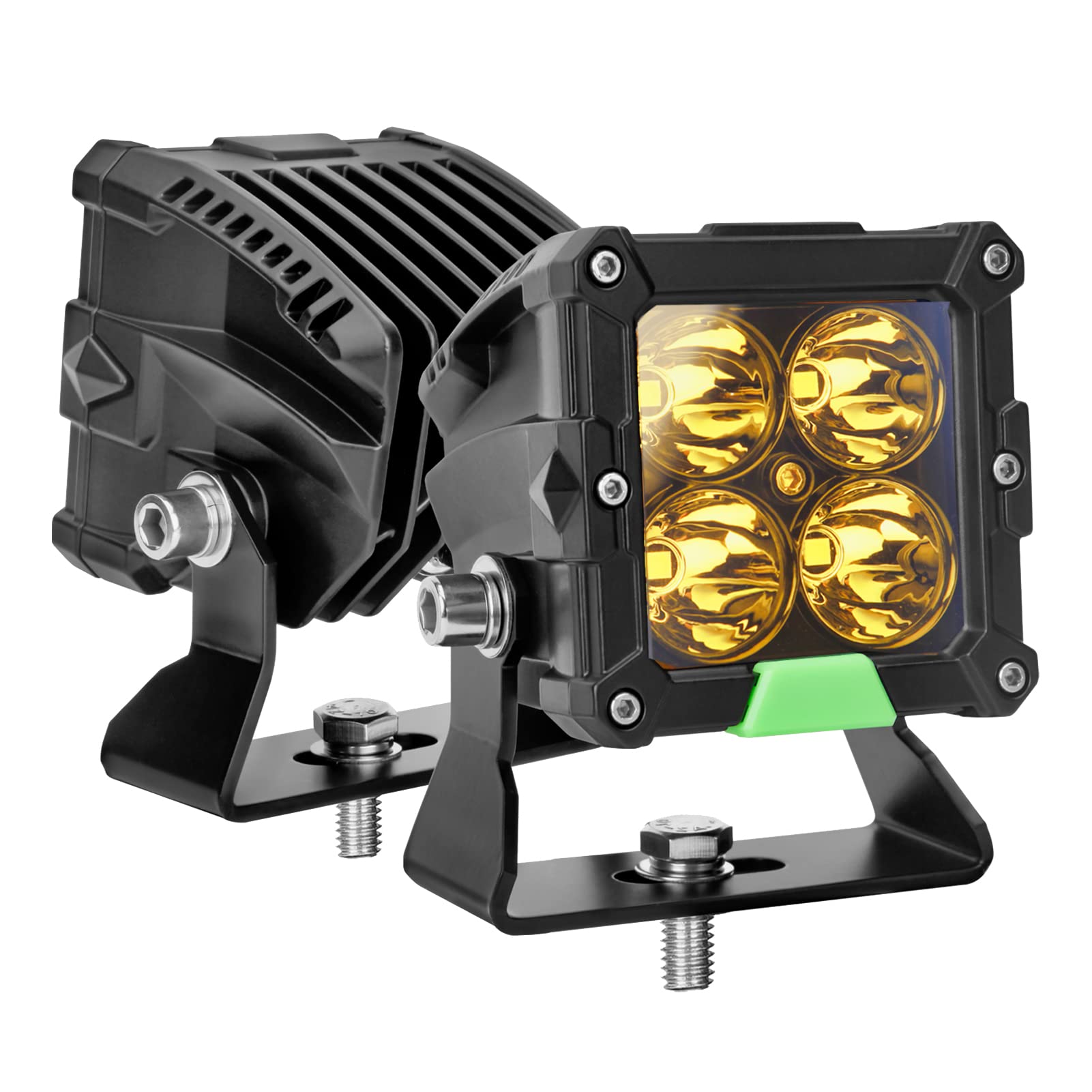 40W Yellow LED Driving Fog Lights Bar - 3-Inch IP68 Waterproof Off-Road Pod Lights for Trucks, ATV, UTV, Boat, Motorcycle, Pickup & 4WD - Perfect for Night Driving, Foggy Conditions & Off-Road Adventures