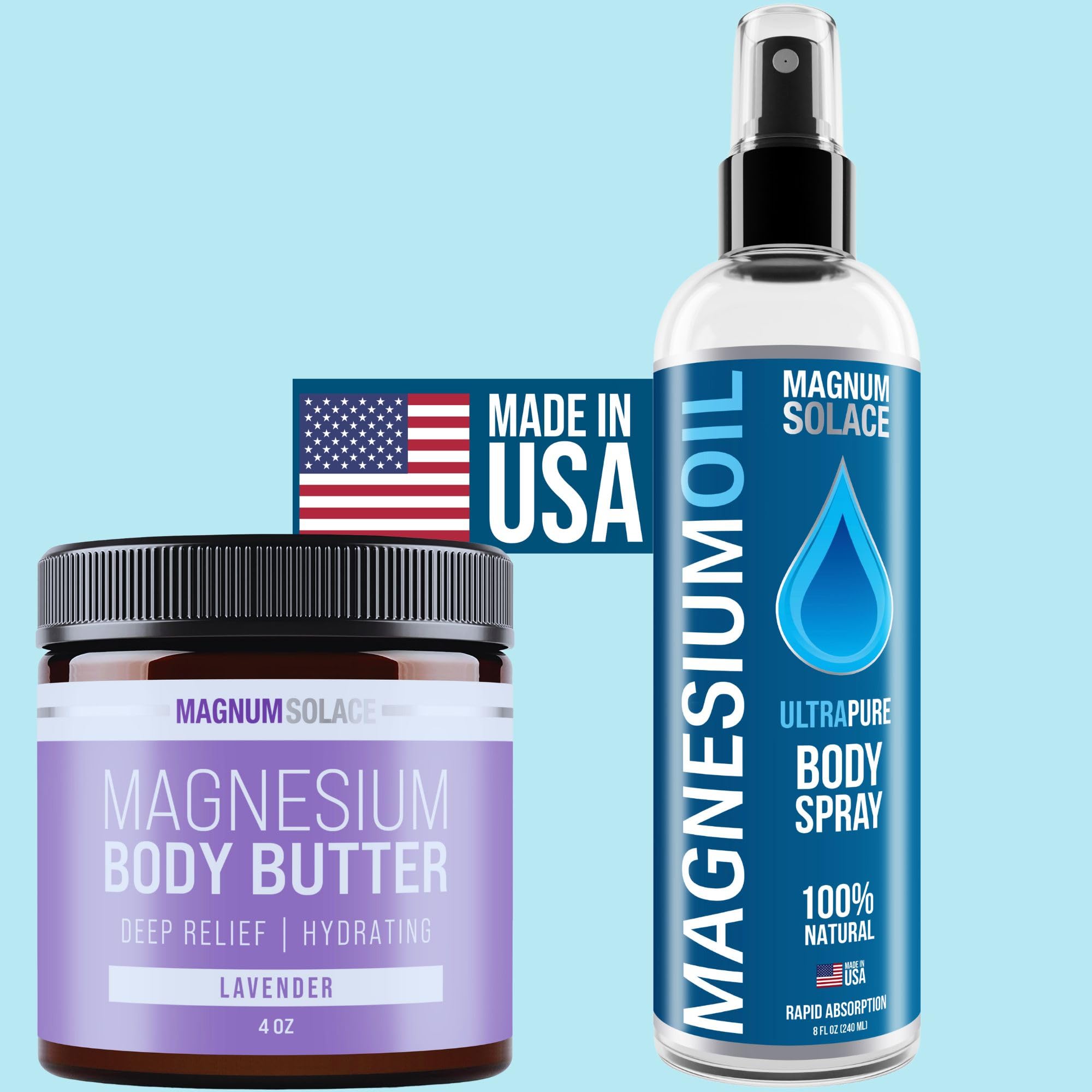 Best Magnesium Spray & Body Butter Cream for Muscle Relaxation & Sleep Support - Natural Pain Relief & Skin Hydration for Athletes & Stress Relief