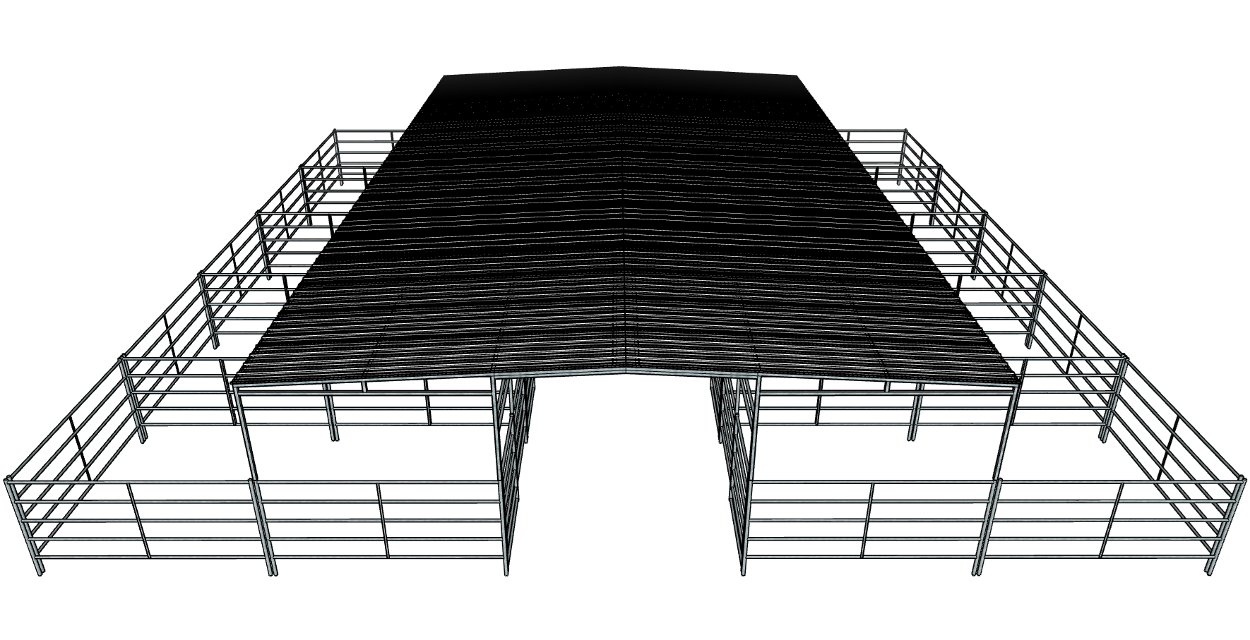 50 Ft x 50 Ft 5-Rail 10-Stall Horse Barn Kit with 30 Ft x 50 Ft Gable Roof - Durable Stable for Horses, Livestock Shelter & Farm Storage - Perfect for Equestrian Facilities, Ranches & Agricultural Use