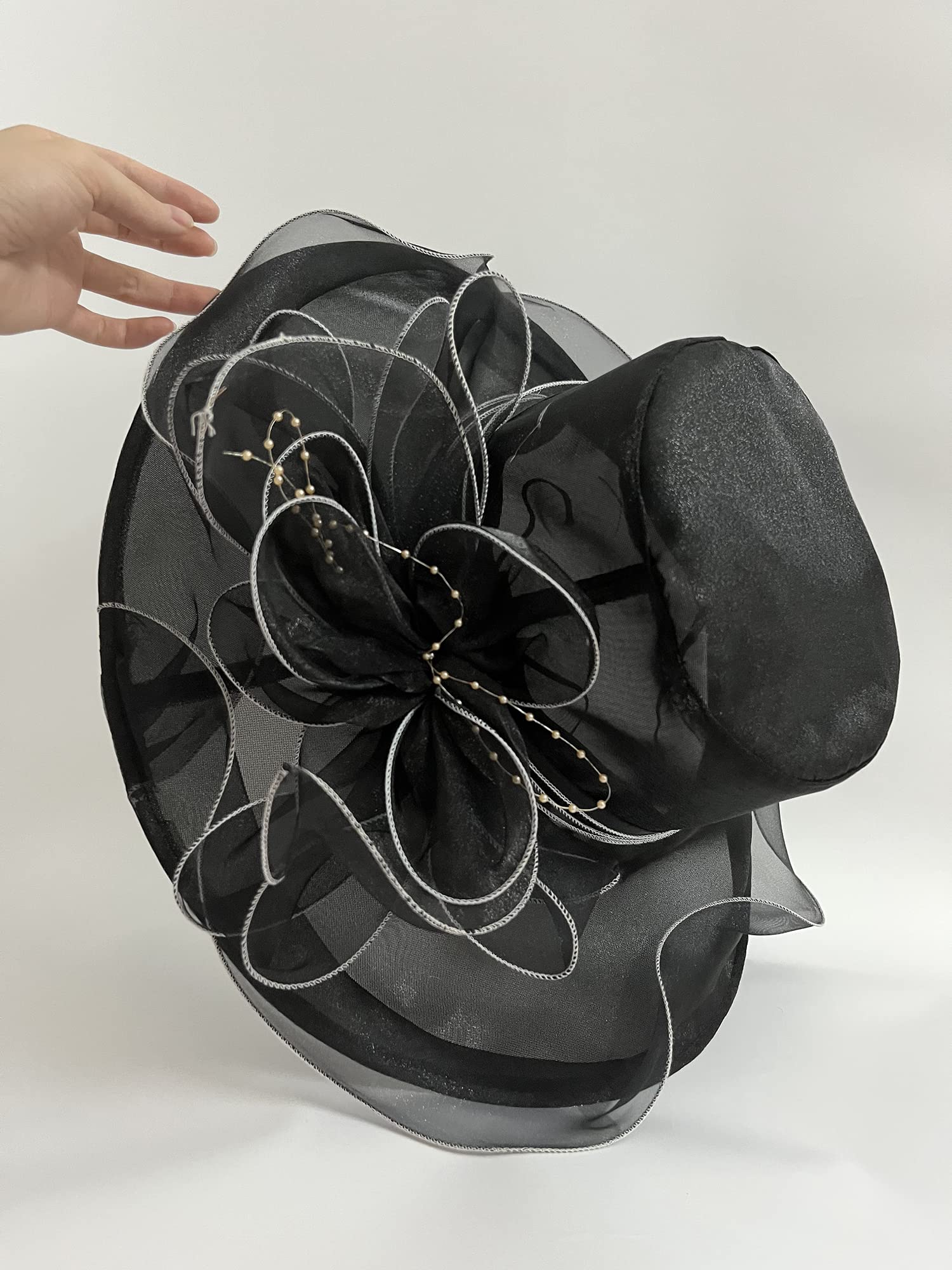 Elegant Women's Organza Wedding Hat - Church, Tea Party & Garden Party Fascinator with Wide Brim for Sun Protection | Perfect for Bridal Showers, Easter Sunday & Formal Events