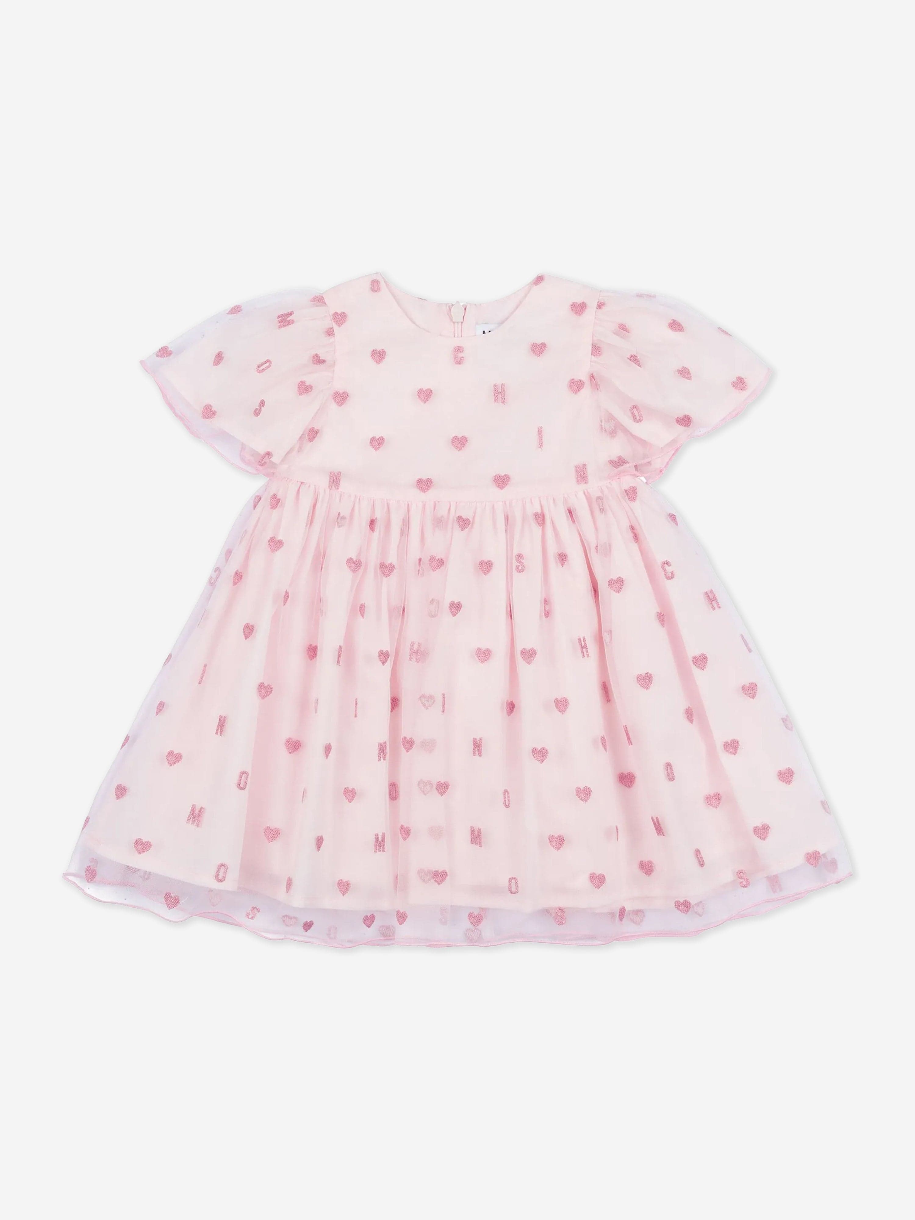 Adorable Pink Heart Print Baby Girls Dress - Perfect for Birthday Parties, Photo Shoots & Special Occasions