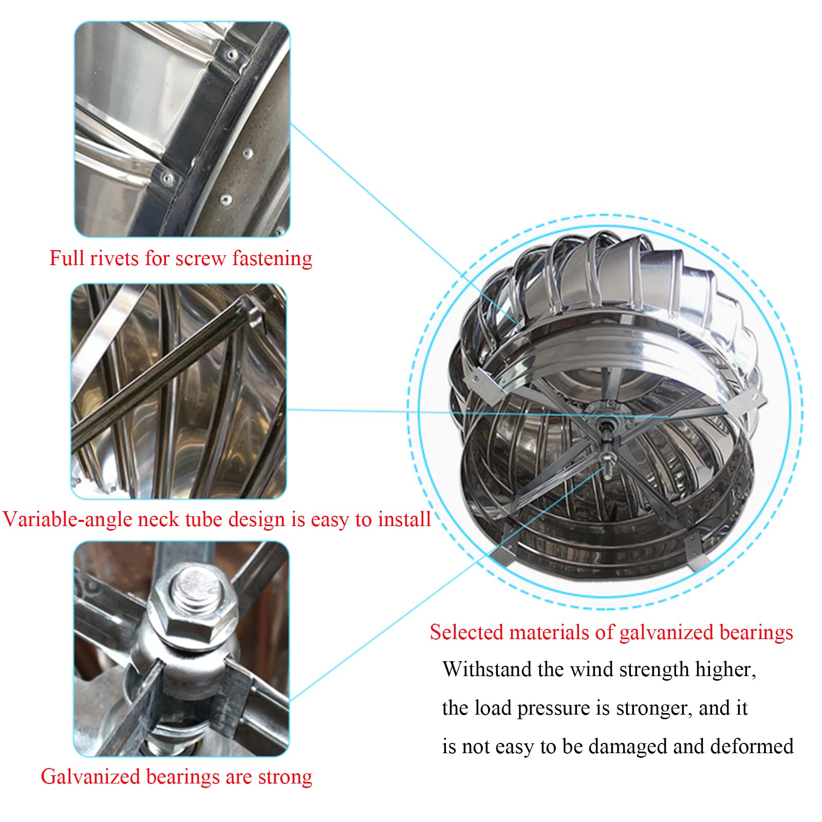 Stainless Steel Chimney Spinner, Rotating Chimney Cover, Turbine Ventilator - Energy Saving Downdraft Prevention with Swivel Cap Ventilation - Perfect for Fireplaces, Roof Vents, and Home Ventilation Systems