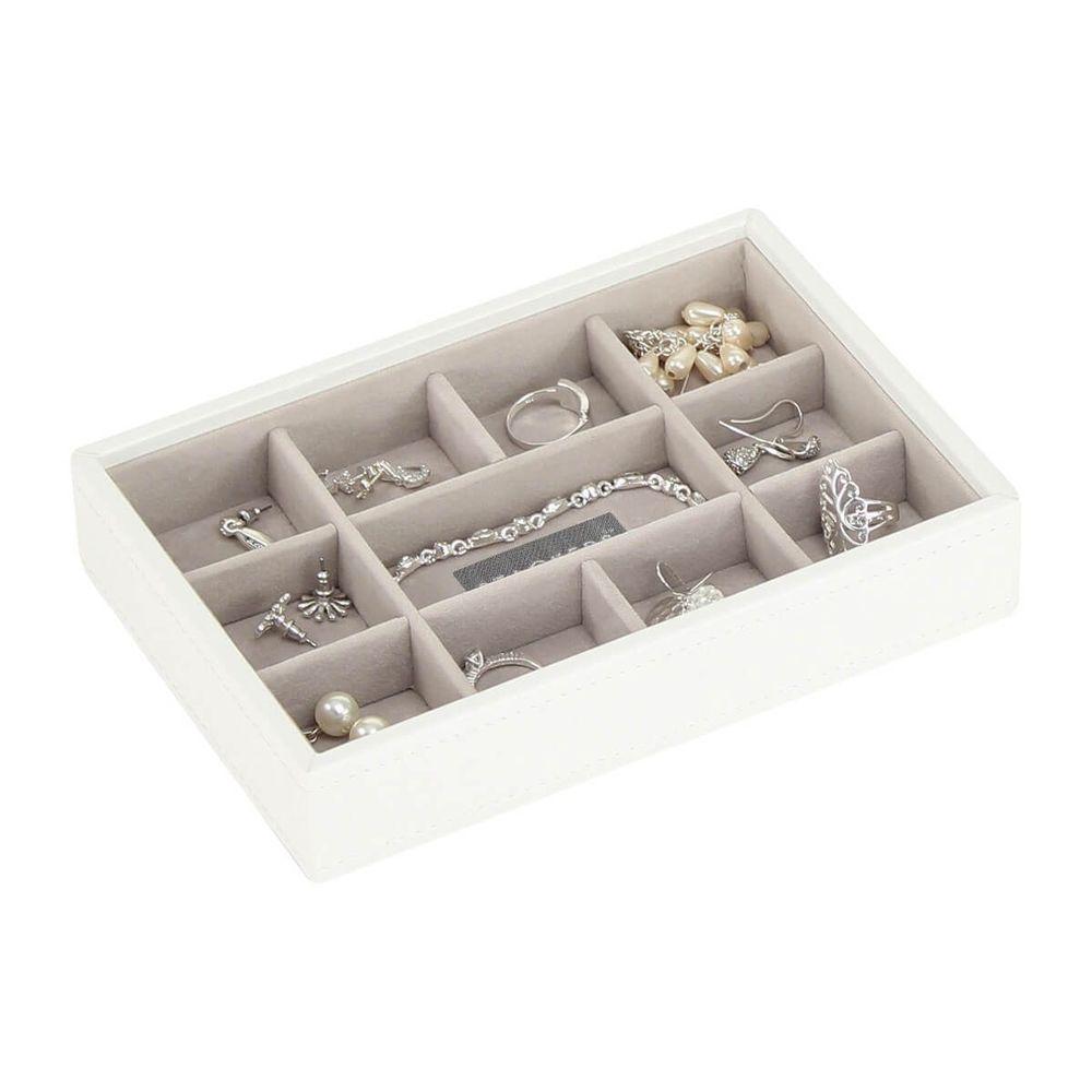 Stackers Mini 11 Compartment Jewelry Organizer Tray - White | Compact Storage for Rings, Earrings & Necklaces | Perfect for Dresser, Vanity & Travel