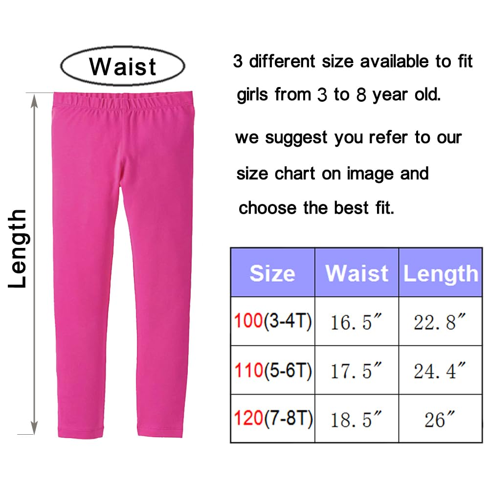 4-Pack Girls' Cotton Leggings for Toddlers & Kids - Soft Stretchy Basic Leggings for Baby Girls - Perfect for Playtime, School & Everyday Wear