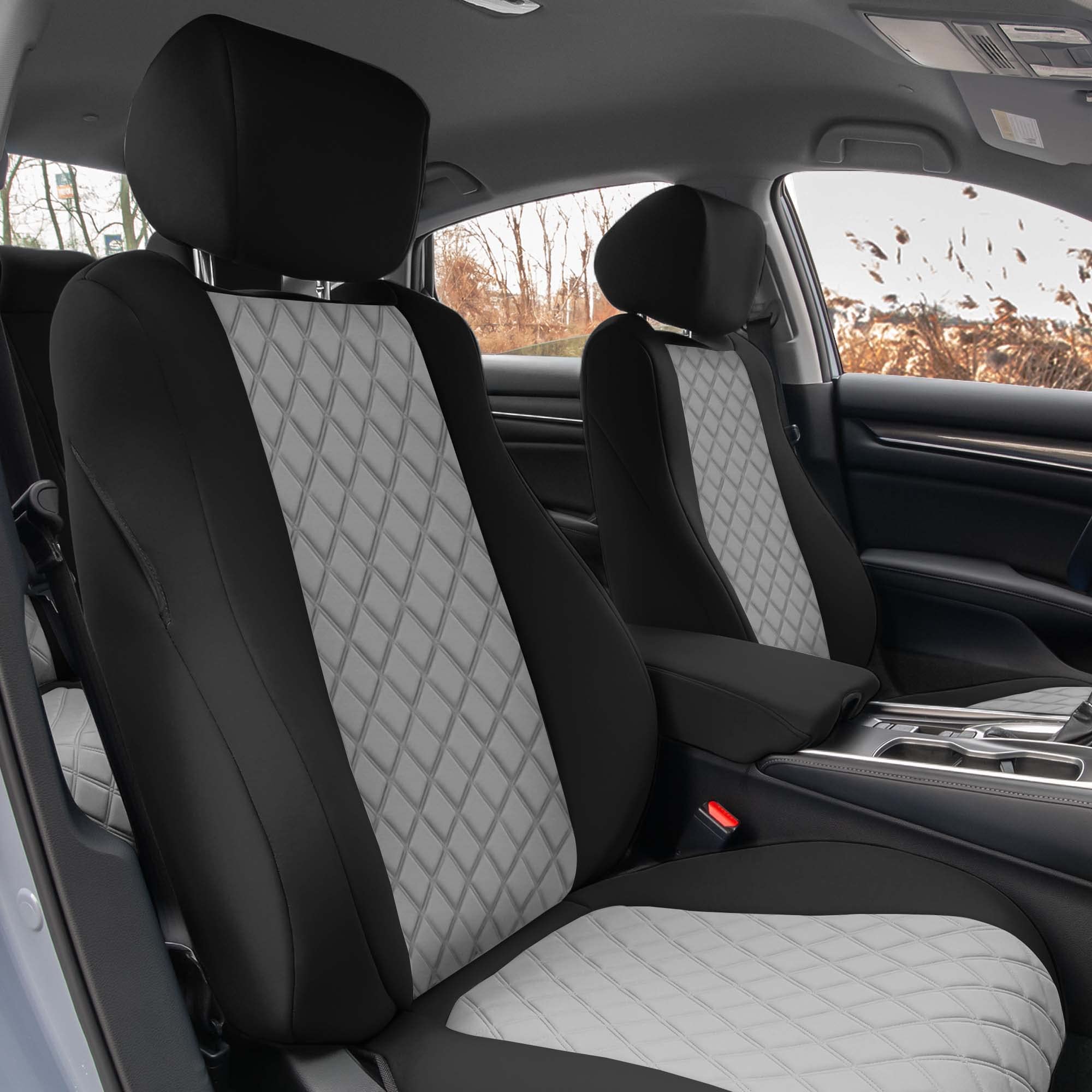 FH Group Custom Fit Seat Covers for 2018-2022 Honda Accord (Touring/Sport/EX/EX-L) - Waterproof Neoprene Front Seat Covers Set in Gray - Perfect for Daily Commuting, Road Trips & Car Protection
