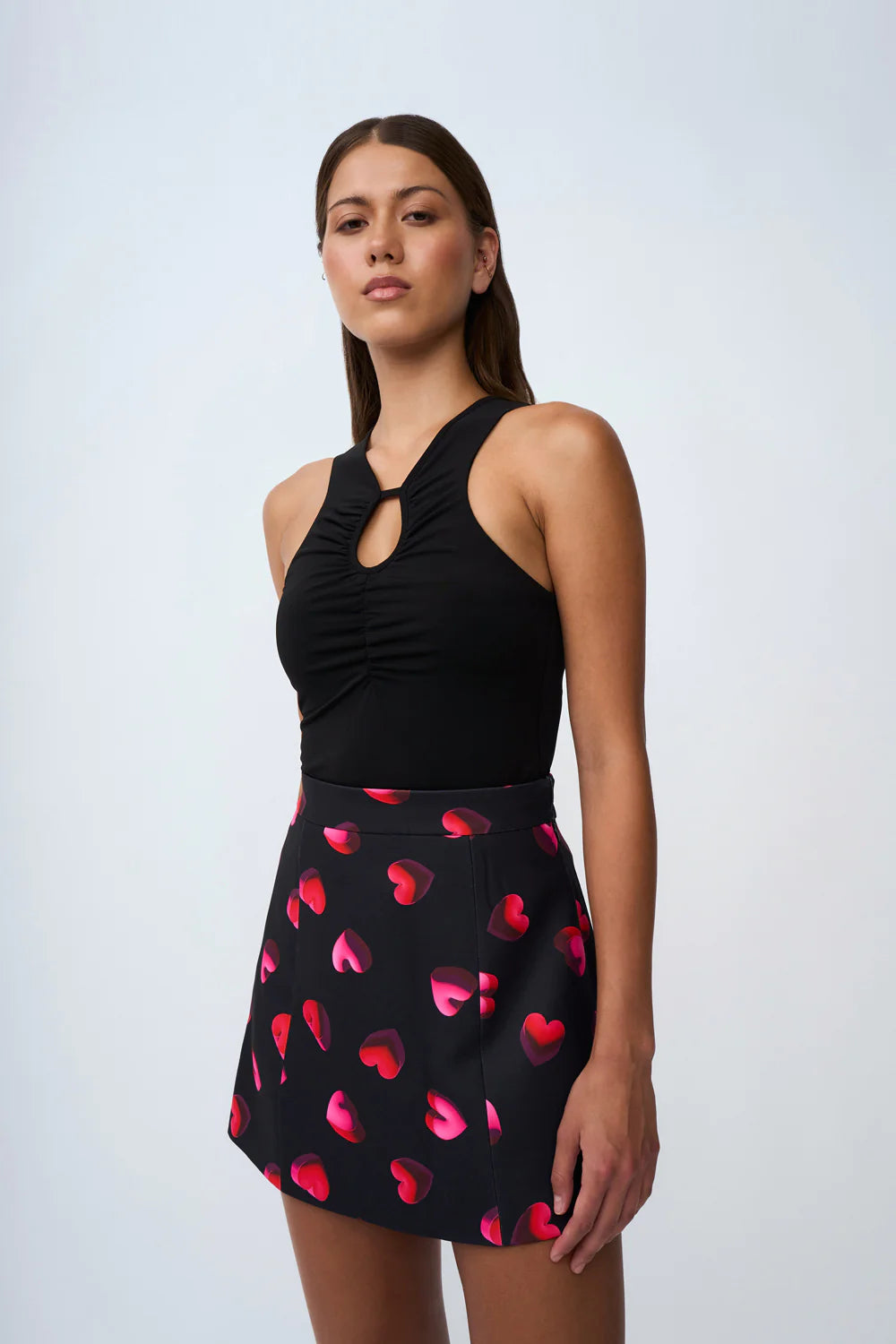 Bubble Heart Mini Skirt - Black, Red, Pink | Sexy A-Line Skater Skirt for Women | Perfect for Parties, Dates & Night Out
