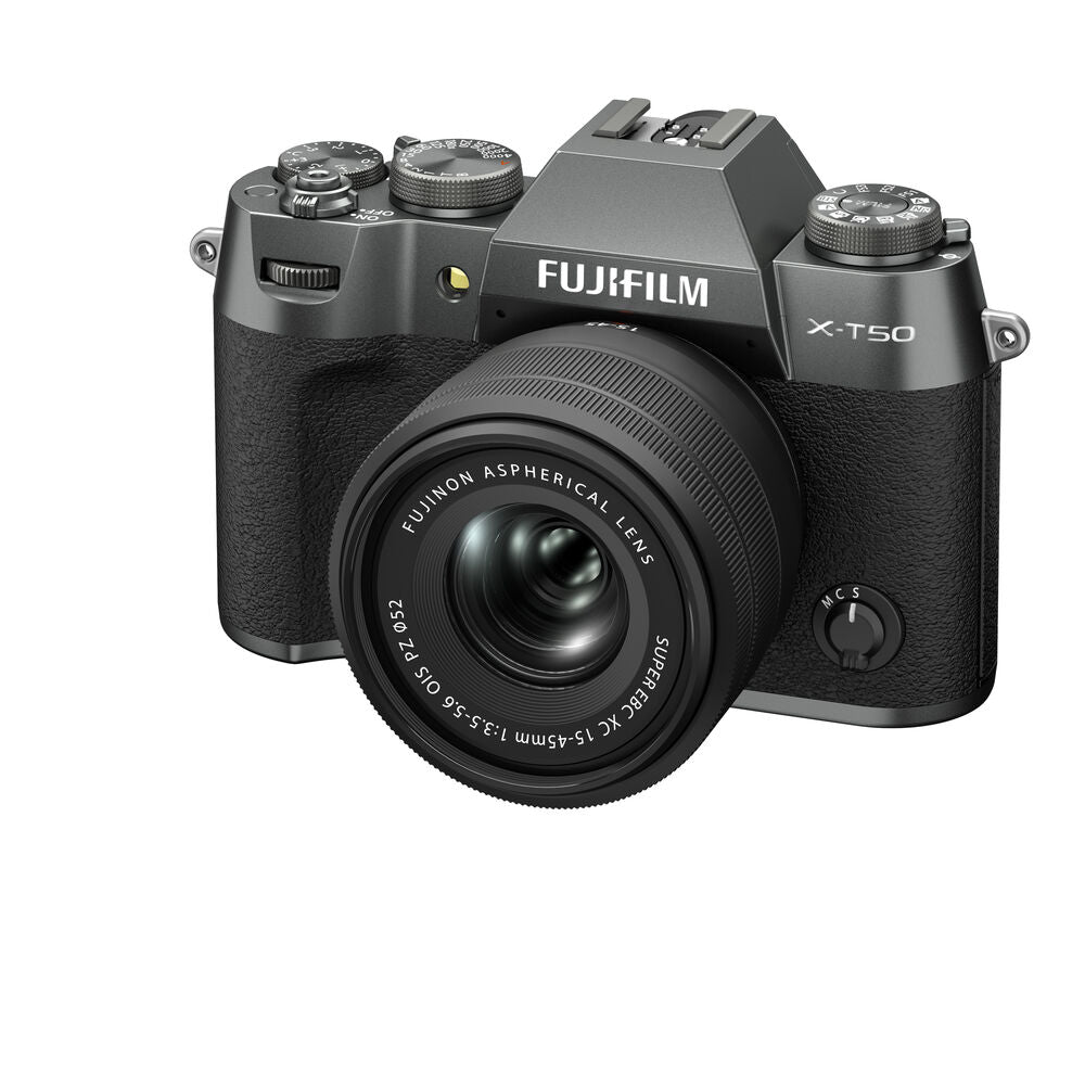 FUJIFILM X-T50 Mirrorless Digital Camera with 15-45mm f/3.5-5.6 Lens Kit (Charcoal Silver) - Perfect for Travel Photography, Vlogging & Street Shooting