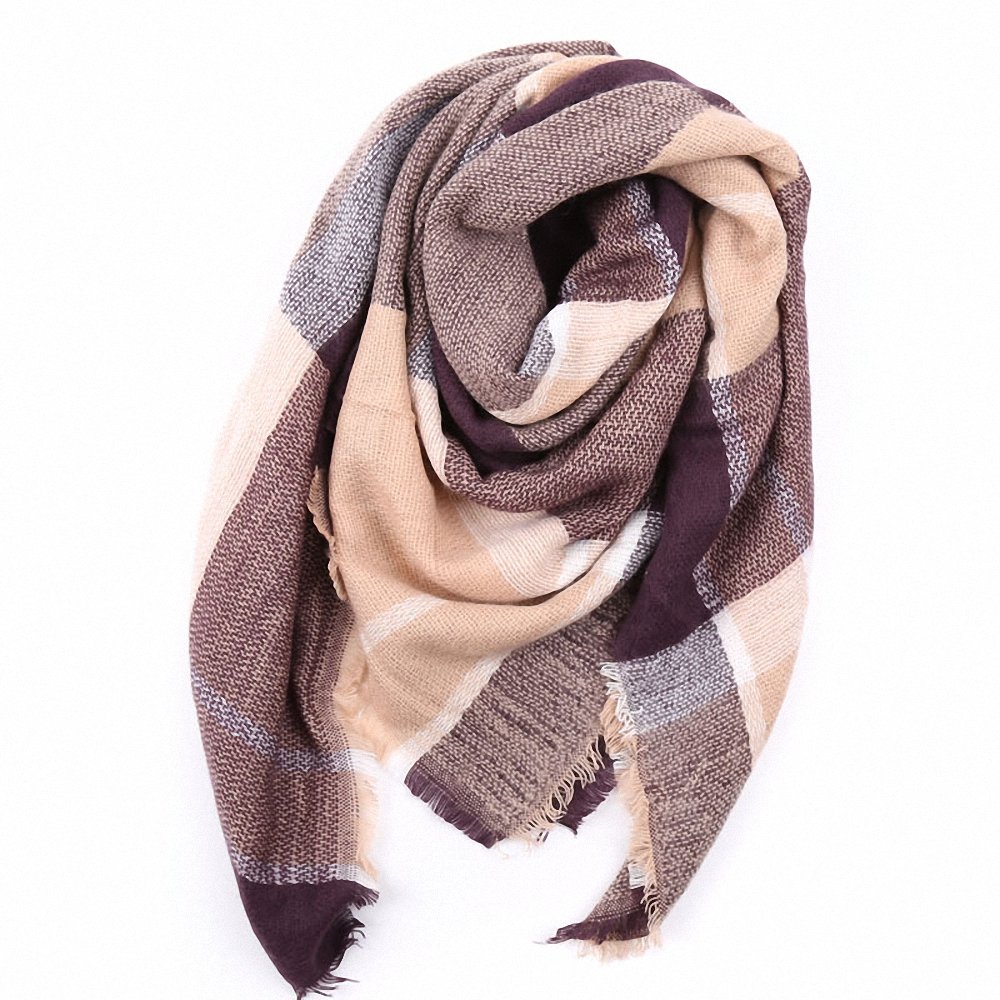 Luxury Winter Women's Fashion Scarf - Oversize Soft Wool Pashmina Shawl Wrap, Striped Square Blanket Scarf for Women | Perfect for Cold Weather, Office, Travel & Gift Giving