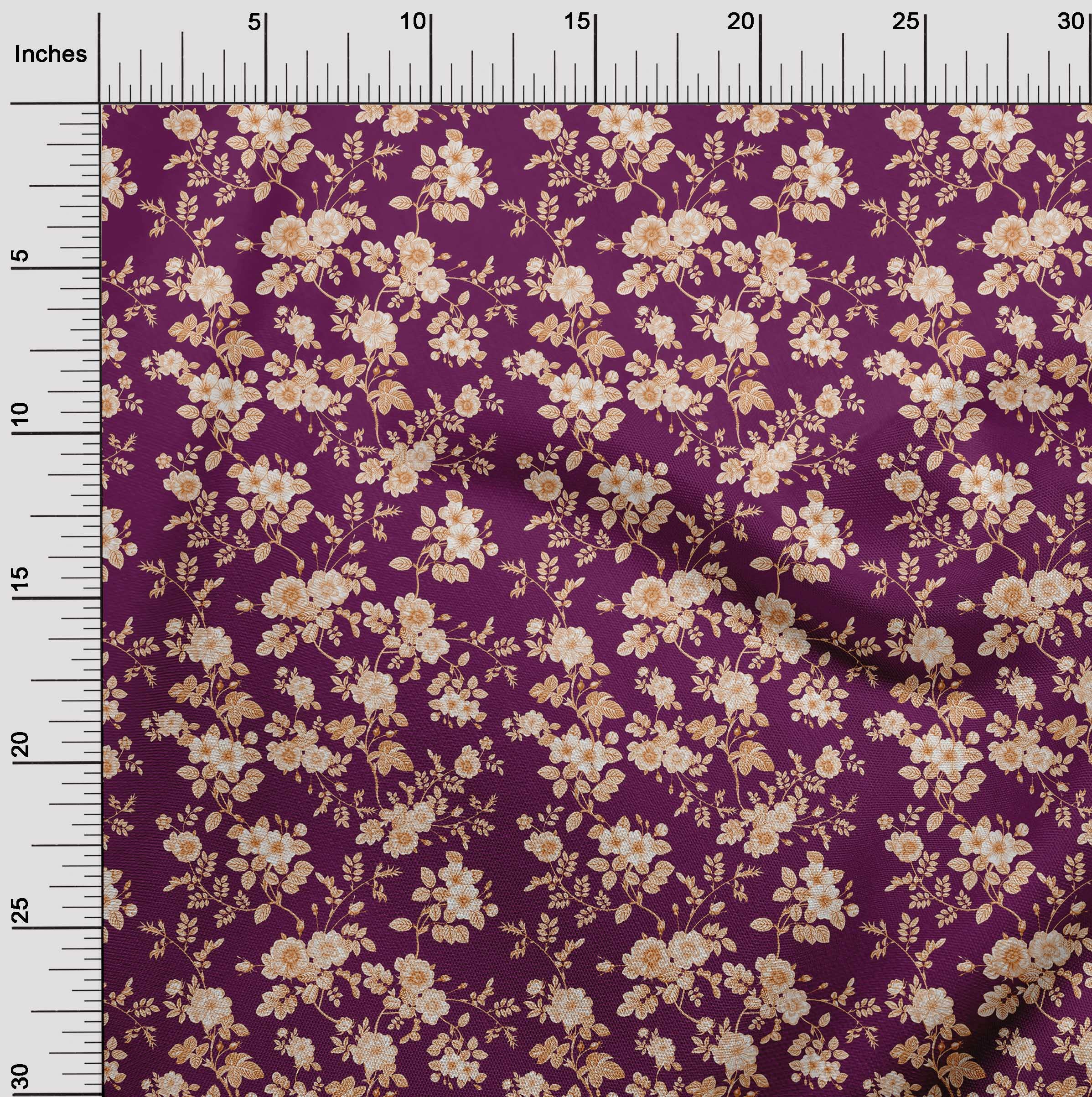 oneOone Cotton Poplin Dark Magenta Baroque Print Fabric by The Yard - 42 Inch Wide for DIY Clothing, Dresses, Quilting & Home Decor Sewing Projects
