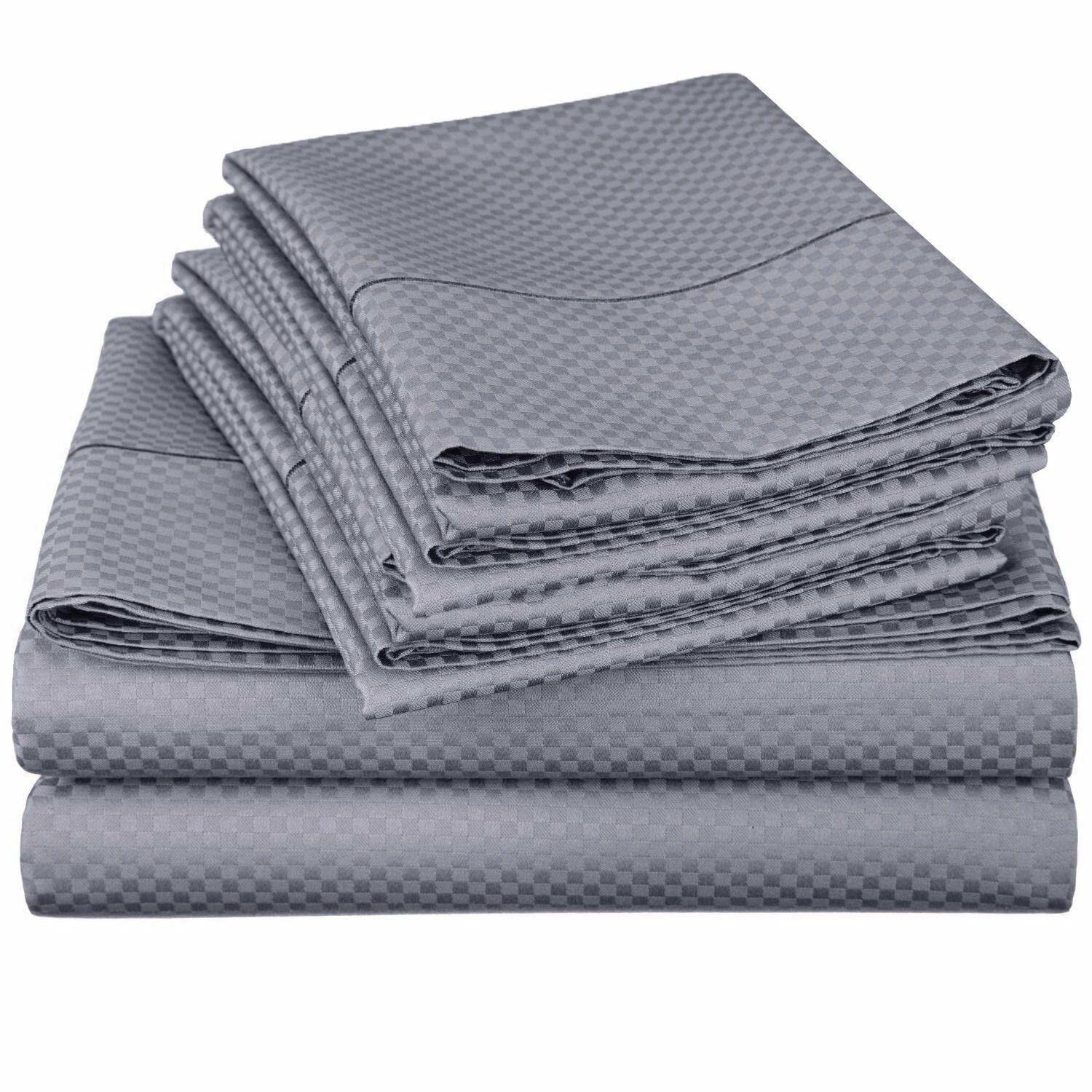 Grey Deep Pocket 4-Piece Microfiber Bed Sheet Set - Soft & Breathable for Queen/King Size Beds - Perfect for Home, Hotel, and Dorm Room Comfort