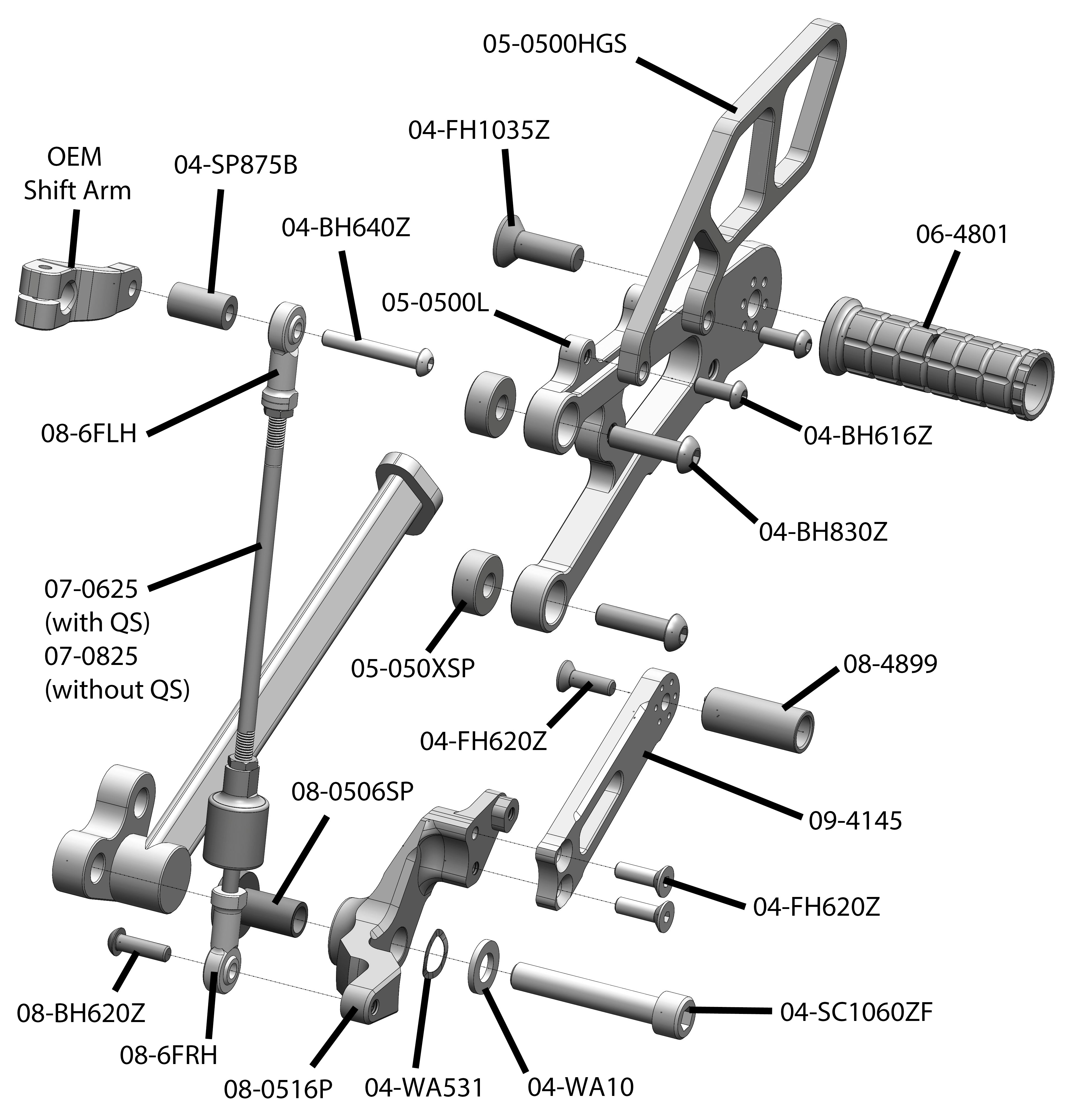 Triumph 765 Street Triple Complete Rearset Kit with Pedals - GP Shift & Aftermarket Push Quick Shifter - High-Performance Motorcycle Upgrade for Racing & Track Use