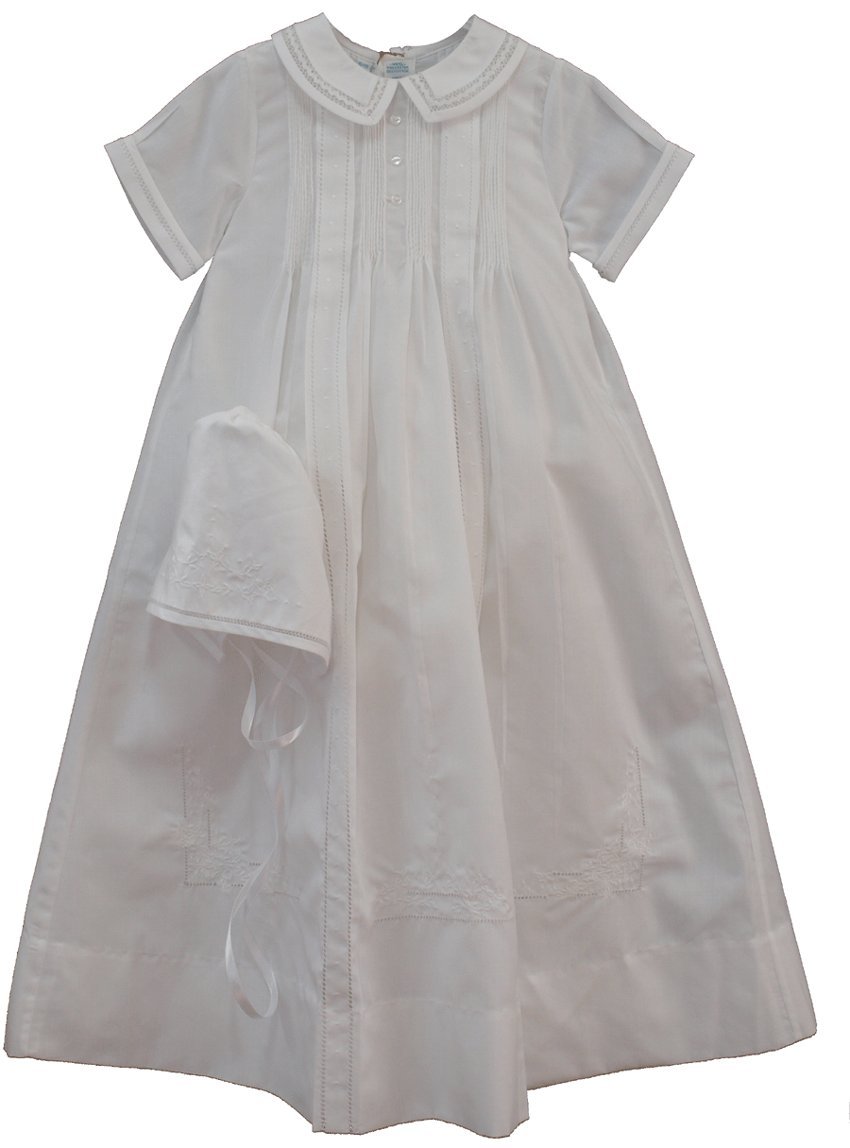 Feltman Brothers White Embroidered Christening Gown & Bonnet Set for Baby Boys - Perfect for Baptism, Christening & Special Occasions