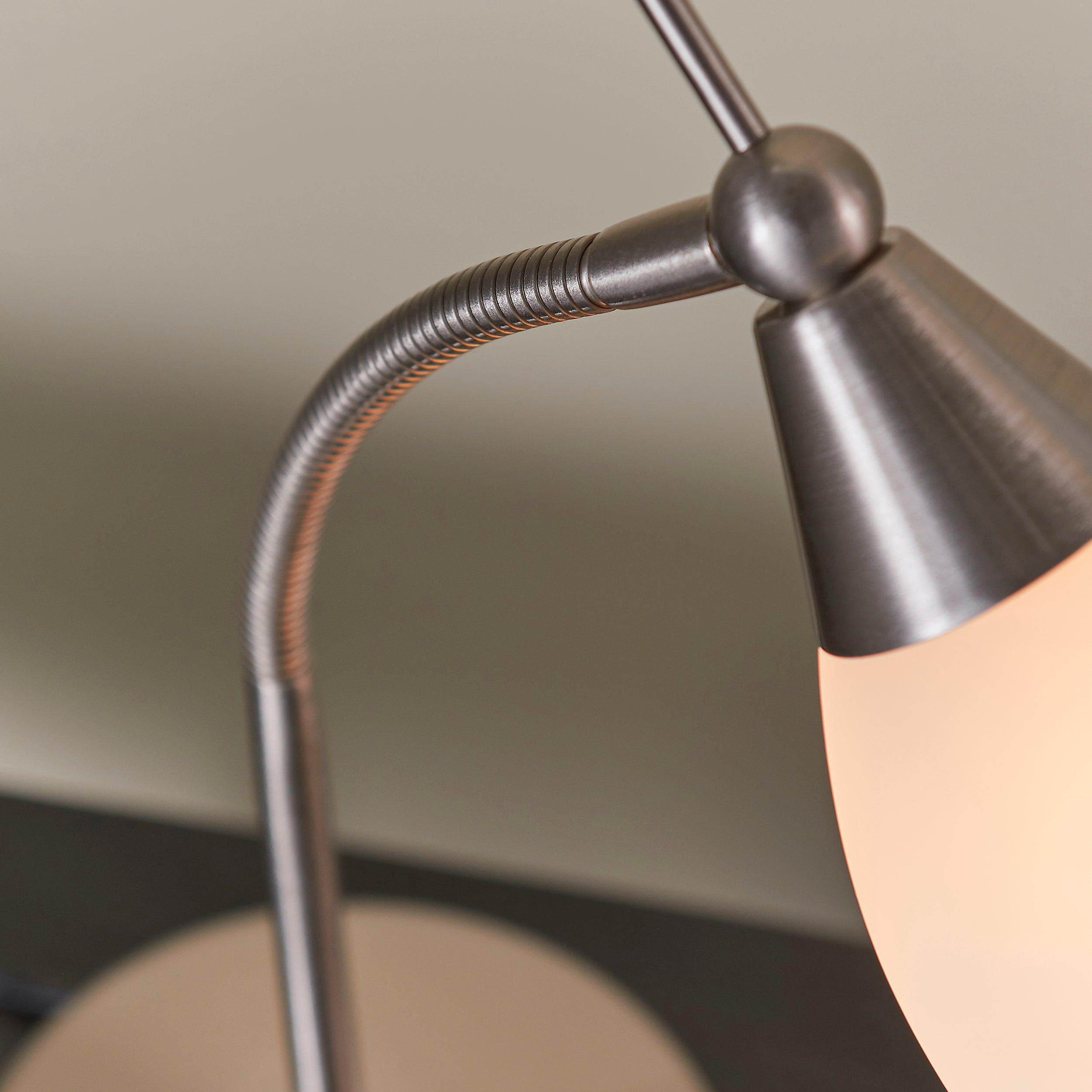 Endon Range Satin Chrome & White Glass Table Lamp - Modern Bedside Lighting for Bedroom, Living Room, or Office Decor