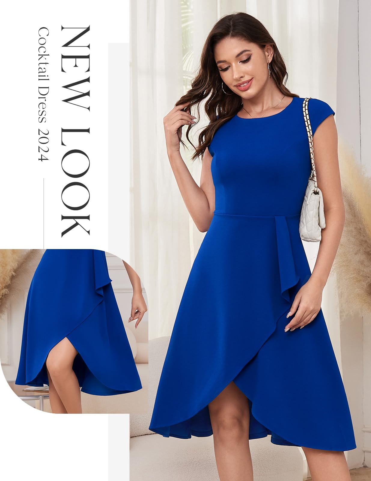 Elegant Cocktail Wedding Guest Dresses for Women 2025 - Short Sleeve Spring Summer Midi Dress - Perfect for Bridesmaids, Garden Parties & Formal Events