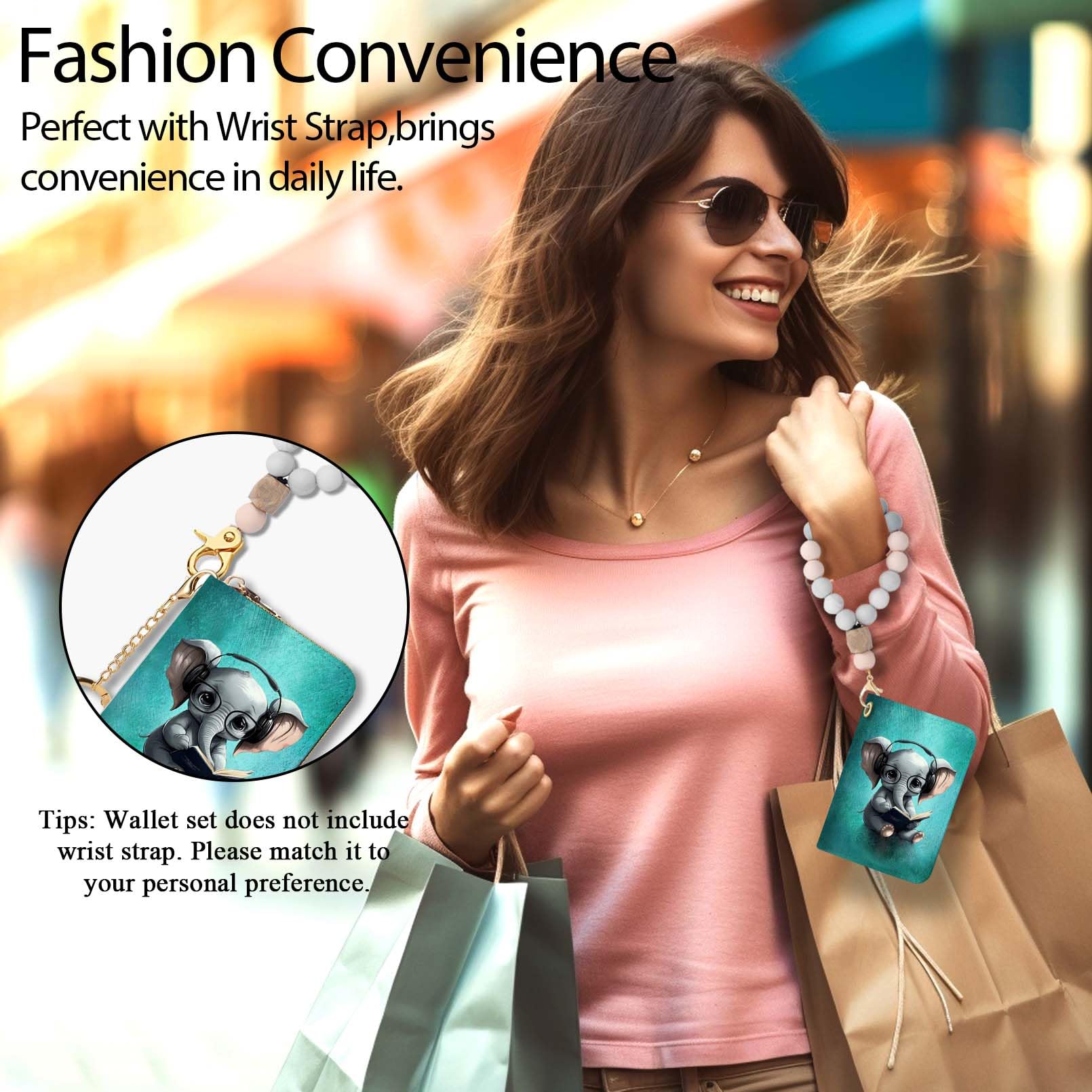 RFID Blocking Credit Card Holder Wallet for Women - Compact Leather Zipper Card Case with Keychain, Funny Print Design - Perfect for Travel, Shopping & Everyday Use