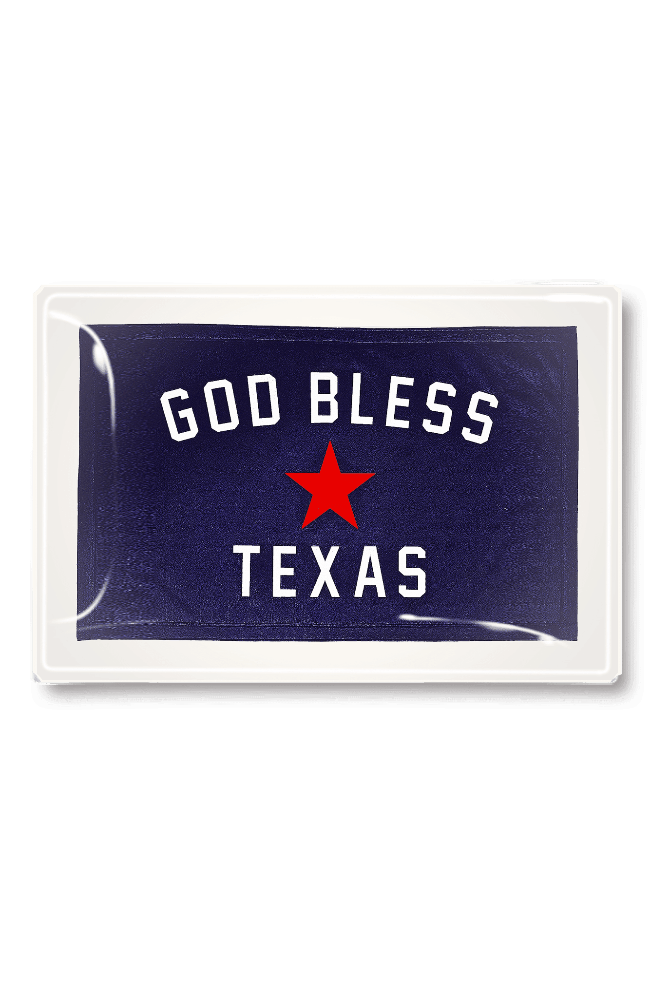 Vintage Decoupage Glass Tray with Texas Theme - God Bless Texas Design - Perfect for Home Decor, Gift Giving & Party Serving