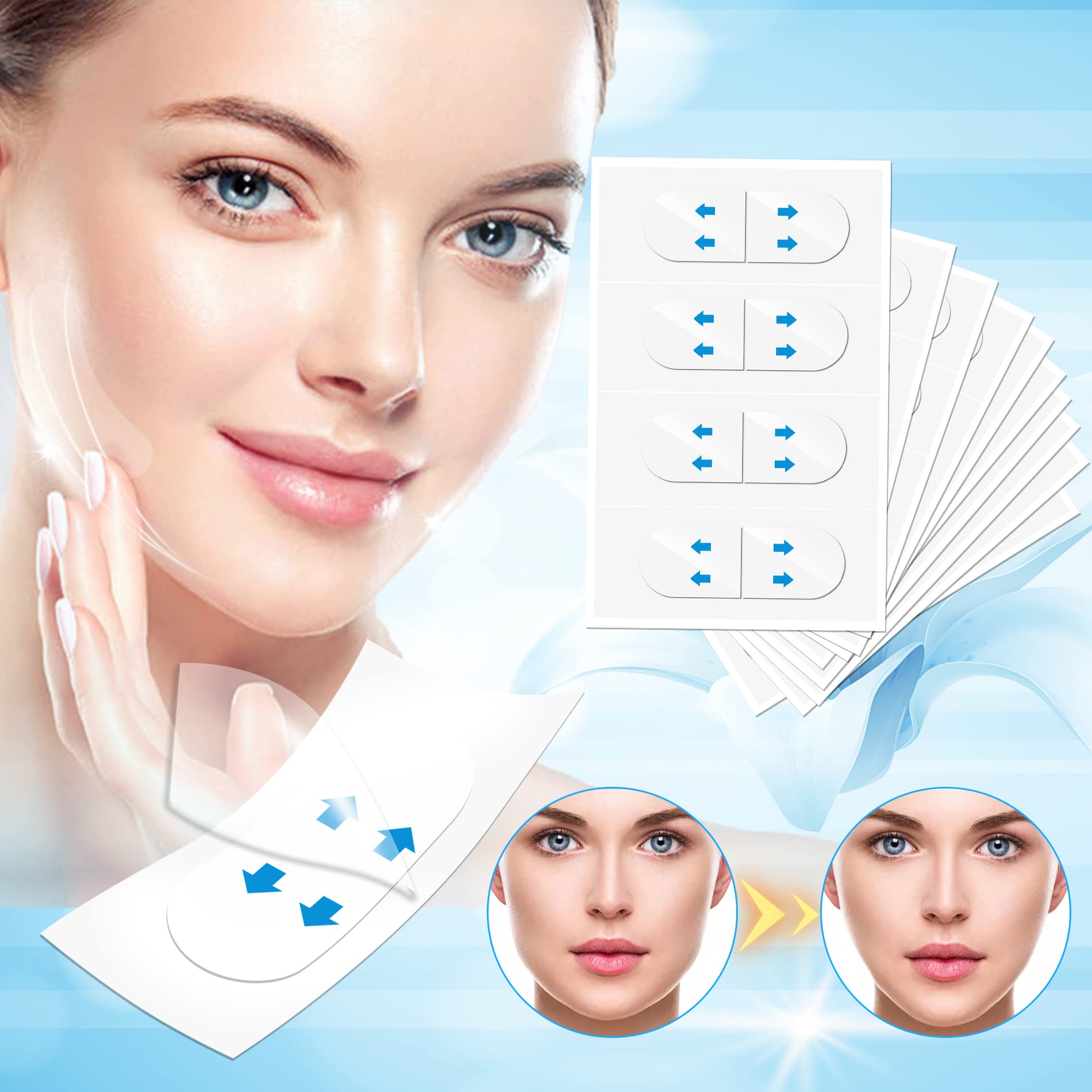 Face Lift Tape Invisible - Instant Tightening Skin Tape for Double Chin & Neck Jowls - 100PCS Beauty Stickers for Facial Contouring - Perfect for Special Occasions & Daily Beauty Routine