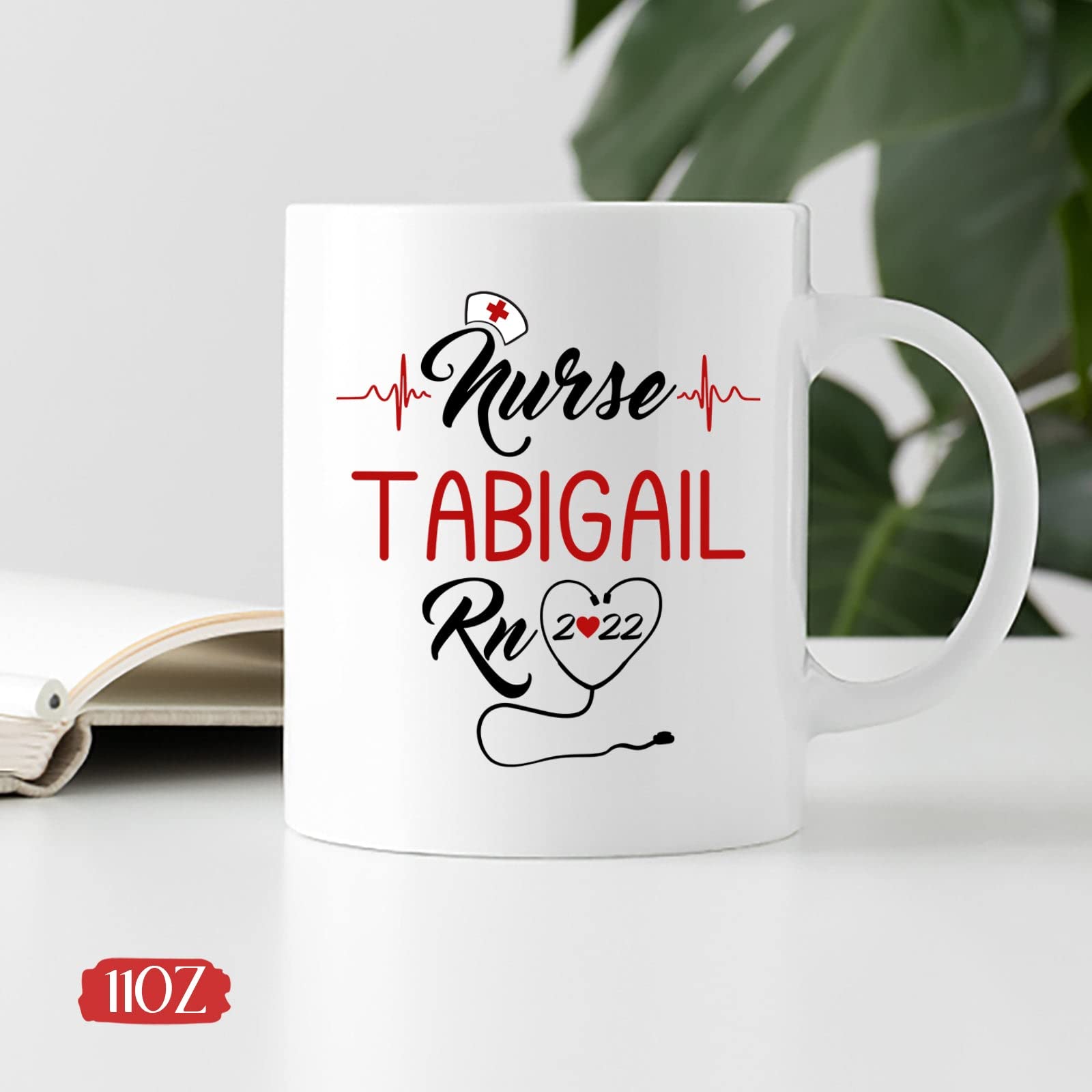 Custom Personalized RN Nurse Mug - 11oz & 15oz White Ceramic Coffee Cup with Floral Design | Perfect Nurse Graduation Gift, New Nurse Present & Daily Tea Drinking | Ideal for Hospitals, Clinics & Home Use