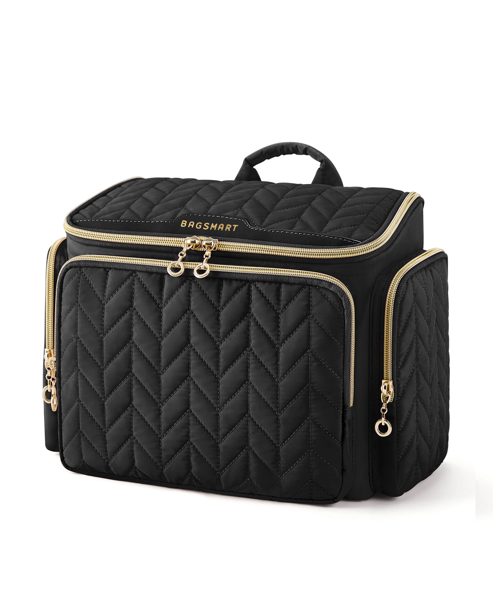 BAGSMART Large Travel Toiletry Bag with Handle - Waterproof Makeup Cosmetic Organizer for Women & Men - Perfect for Airplane, Gym, Camping Trips (Black)