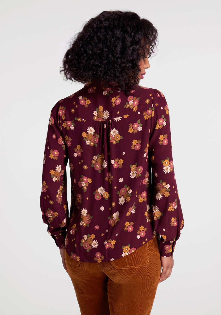 Floral Print Tie Neck Blouse for Women - Elegant Fall Fashion Top for Work, Dates & Special Occasions