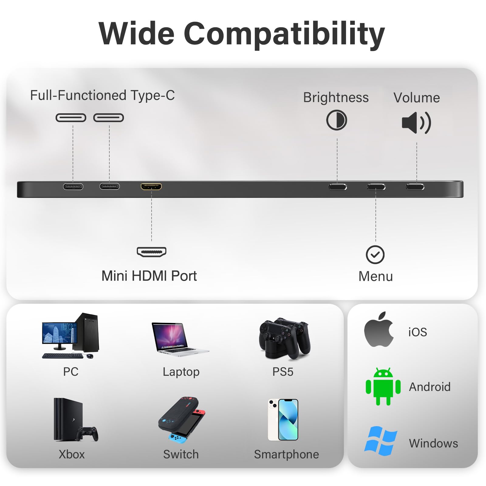 Lepow 15.6 Inch Portable Monitor - FHD 1080P IPS Display, Ultra-Slim USB-C HDMI External Screen with Built-in Speakers & Eye Care Technology, Smart Cover Included - Perfect for Gaming, Laptop, PC, PS4, Xbox & Mobile Devices - Plug & Play Black - Ideal for Remote Work, Travel & Multi-Screen Setup