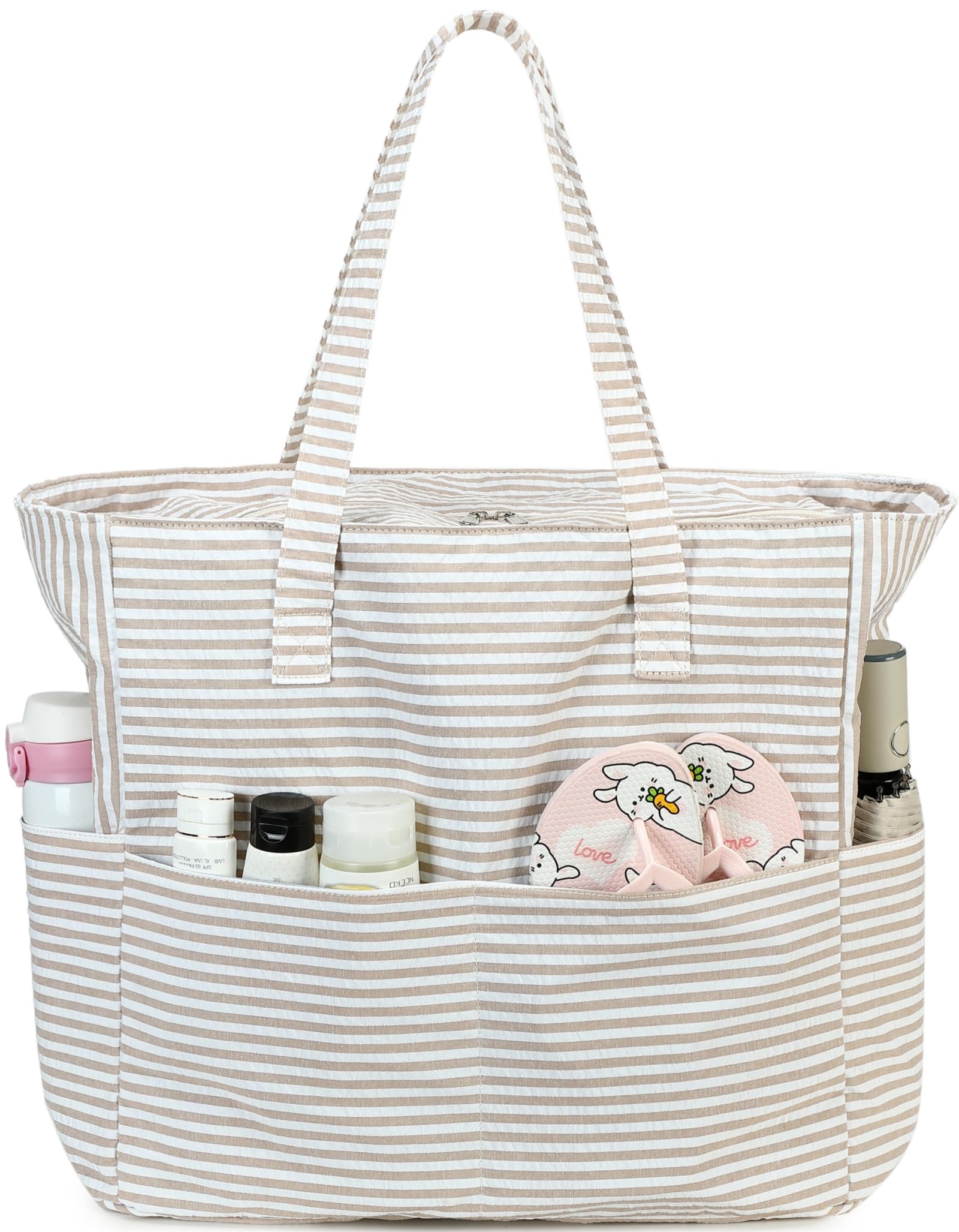 Waterproof & Sandproof Beach Tote Bag for Women - Large Zippered Pool Bag with Wet Pocket - Ideal for Swimming, Gym, Grocery Shopping & Travel