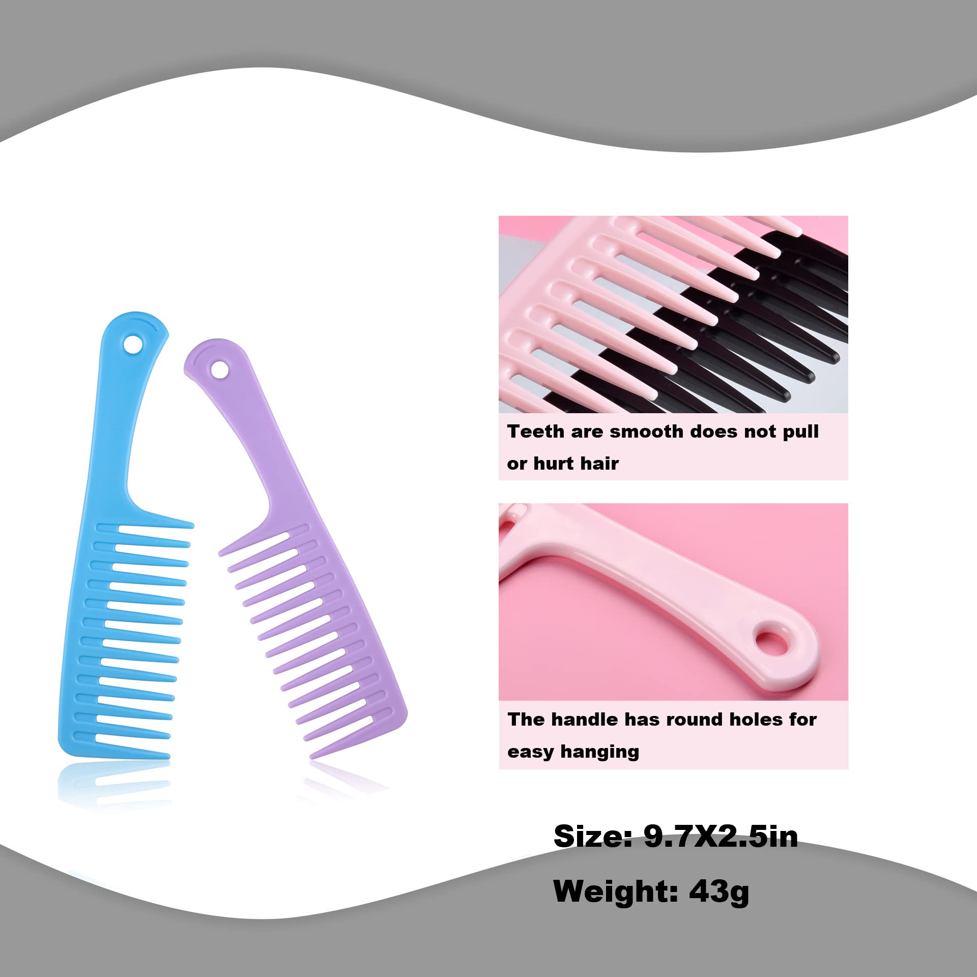 Wide Tooth Comb for Curly Hair - Large Detangling Comb for Wet Hair, Durable Hair Brush for Styling & Professional Hair Care - Perfect for Curly & Long Hair (4 Pack) - Salon Quality & Home Use