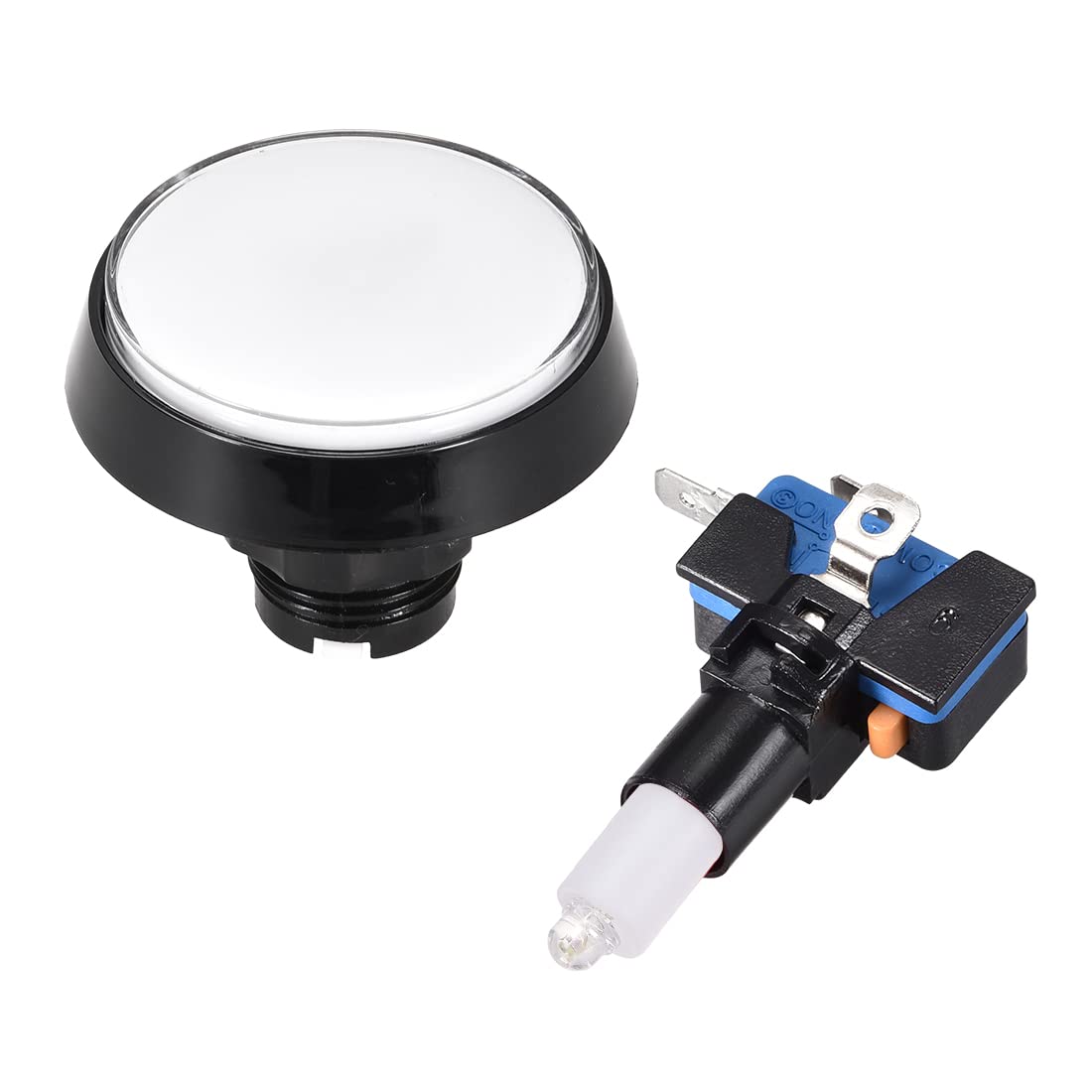 60mm Round 12V LED Illuminated Arcade Push Button Switch with Micro Switch - White (2 Pack) for Video Games, DIY Cocktail Cabinets & Home Arcade Setup
