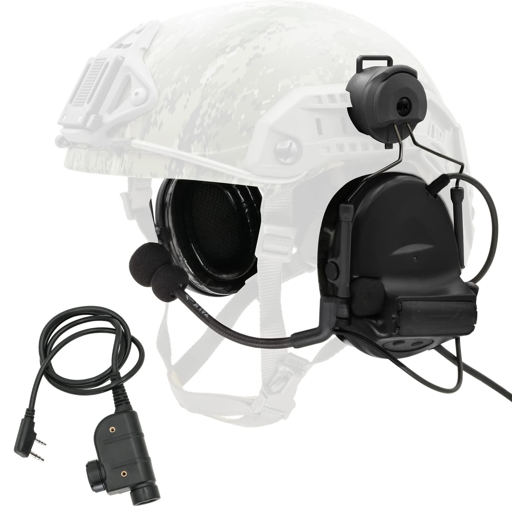 COMTA 2 Tactical Headset with U94 PTT 2pin - Noise Canceling Military Headphones for Airsoft, Hunting & Shooting - Perfect for Outdoor Sports, Tactical Training & Combat Simulation