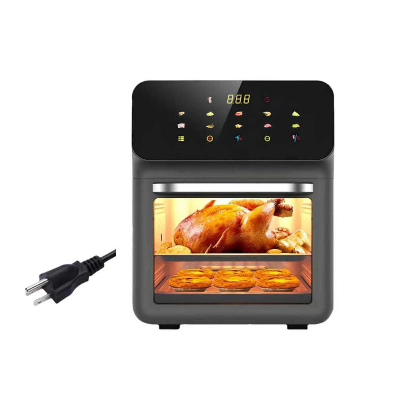 15L Air Fryer Rotisserie Oven with Smart Thermometer - 1350W Powerful Small Family Size Countertop Oven, 2 Rack Positions & Precise 32-392°F Temp Control - Perfect for Roasting Chicken, Baking, and Healthy Frying in Your Kitchen