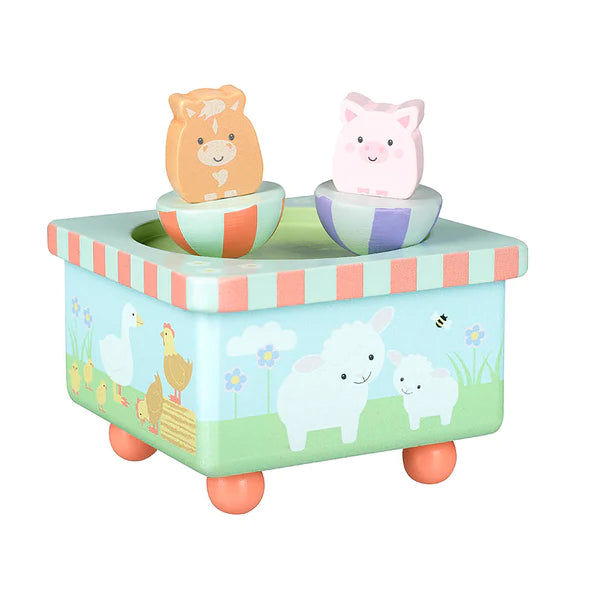 Farm Animal Music Box - Handcrafted Wooden Musical Gift for Kids, Nursery Decor, Baby Shower Present - Perfect for Bedtime, Playtime & Nursery Room Decorations