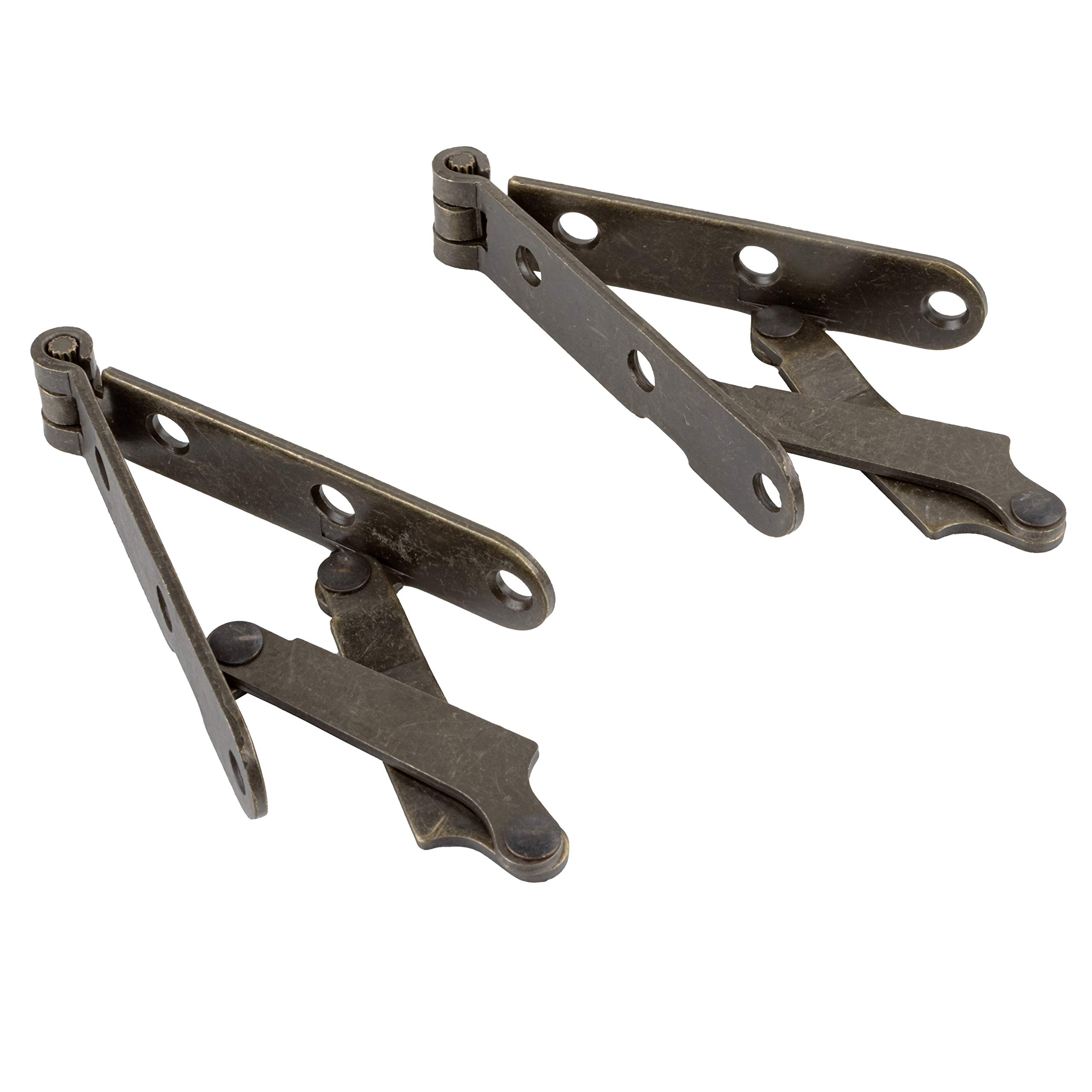 Antique Brass Plated Drop Front Desk Hinge - Pack of 2 - 180 Degree Opening - Slant Top Desk Lid Hinges (UA-250-HAB) - Perfect for Vintage Writing Desks, Secretary Desks & Home Office Furniture Restoration