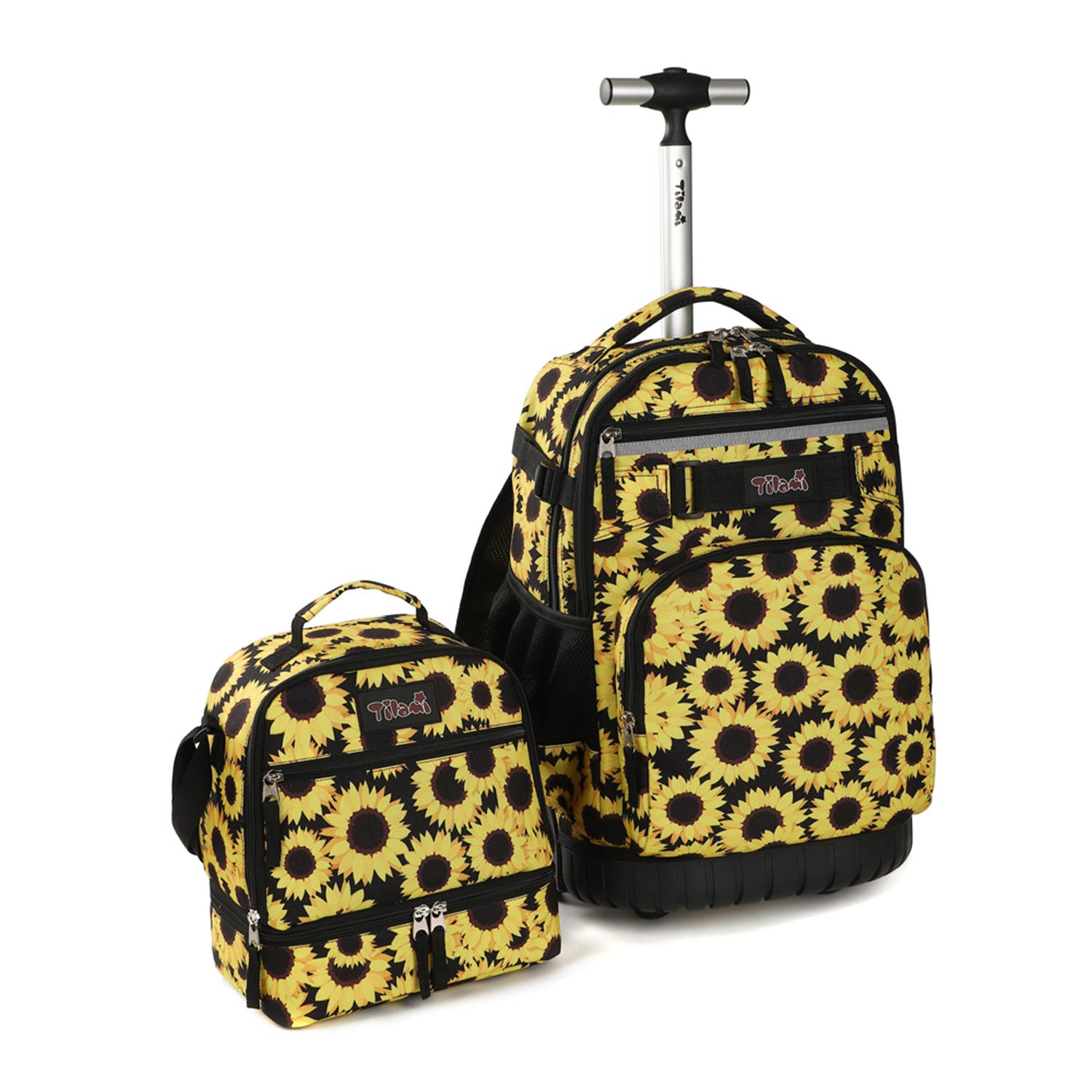 Tilami 19 Inch Rolling Backpack with Wheels & Detachable Lunch Bag - Wheeled Laptop Backpack for School, College, Travel & Work (Sunflower Yellow) - Perfect for Commuting, Business Trips & Campus Life