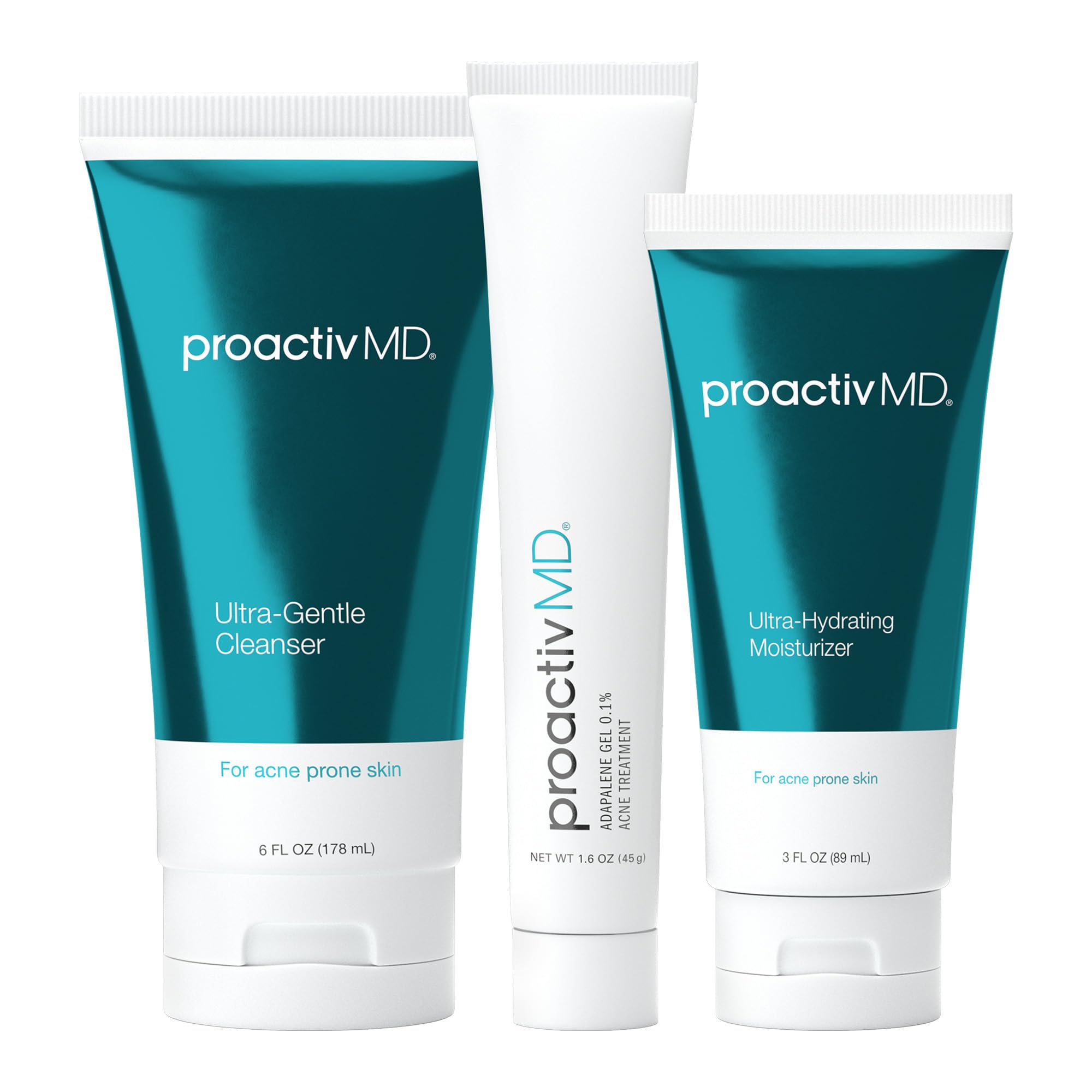Proactiv MD 3-Step Acne Treatment Kit - Ultra-Gentle Face Cleanser, 0.1% Adapalene Gel & Hydrating Moisturizer for Clear Skin | 90-Day Supply for Teens & Adults | Perfect for Daily Skincare Routine & Acne Prevention